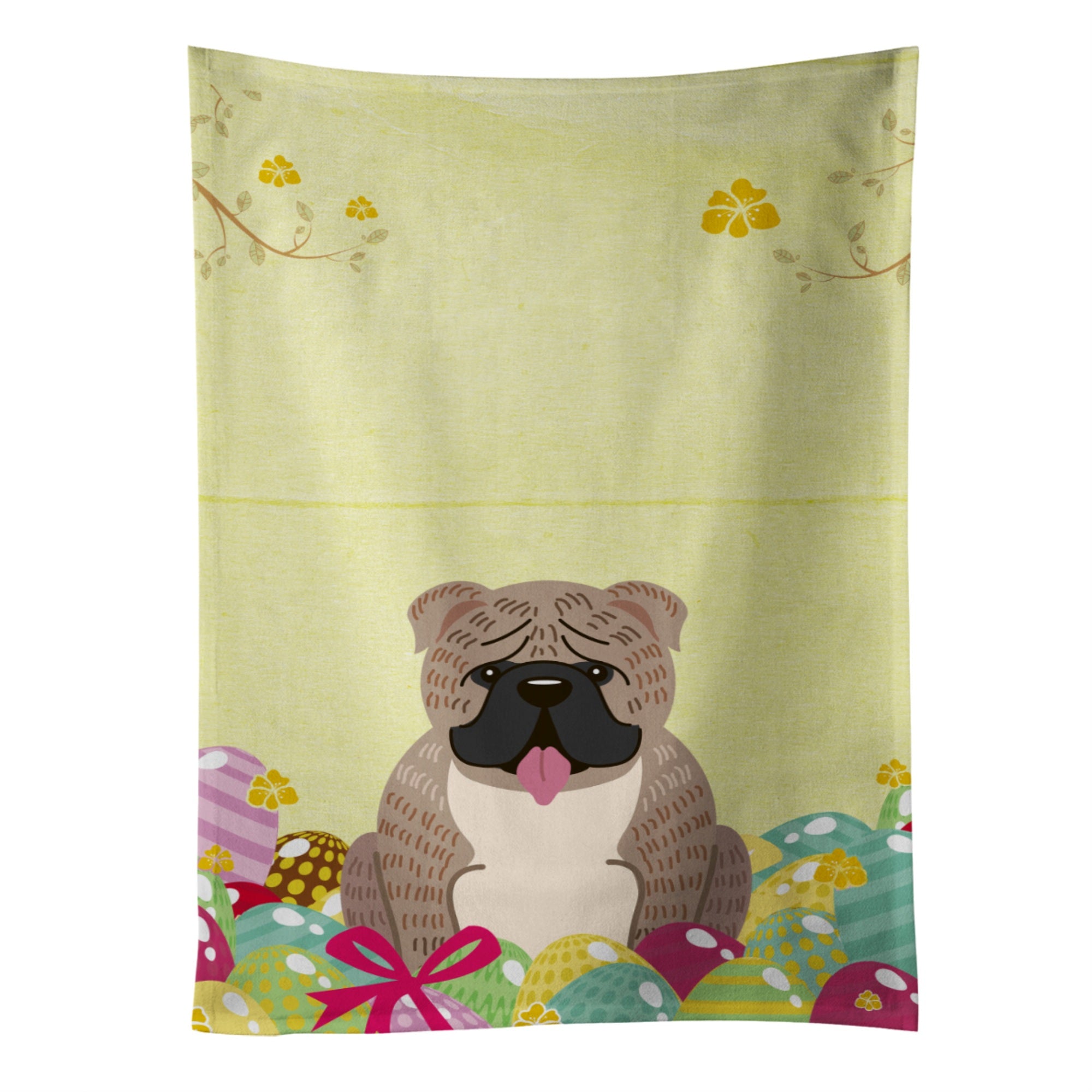 Caroline'S Treasures Easter Eggs English Bulldog Grey Brindle Kitchen Towel, Multicolor, 25 X 15