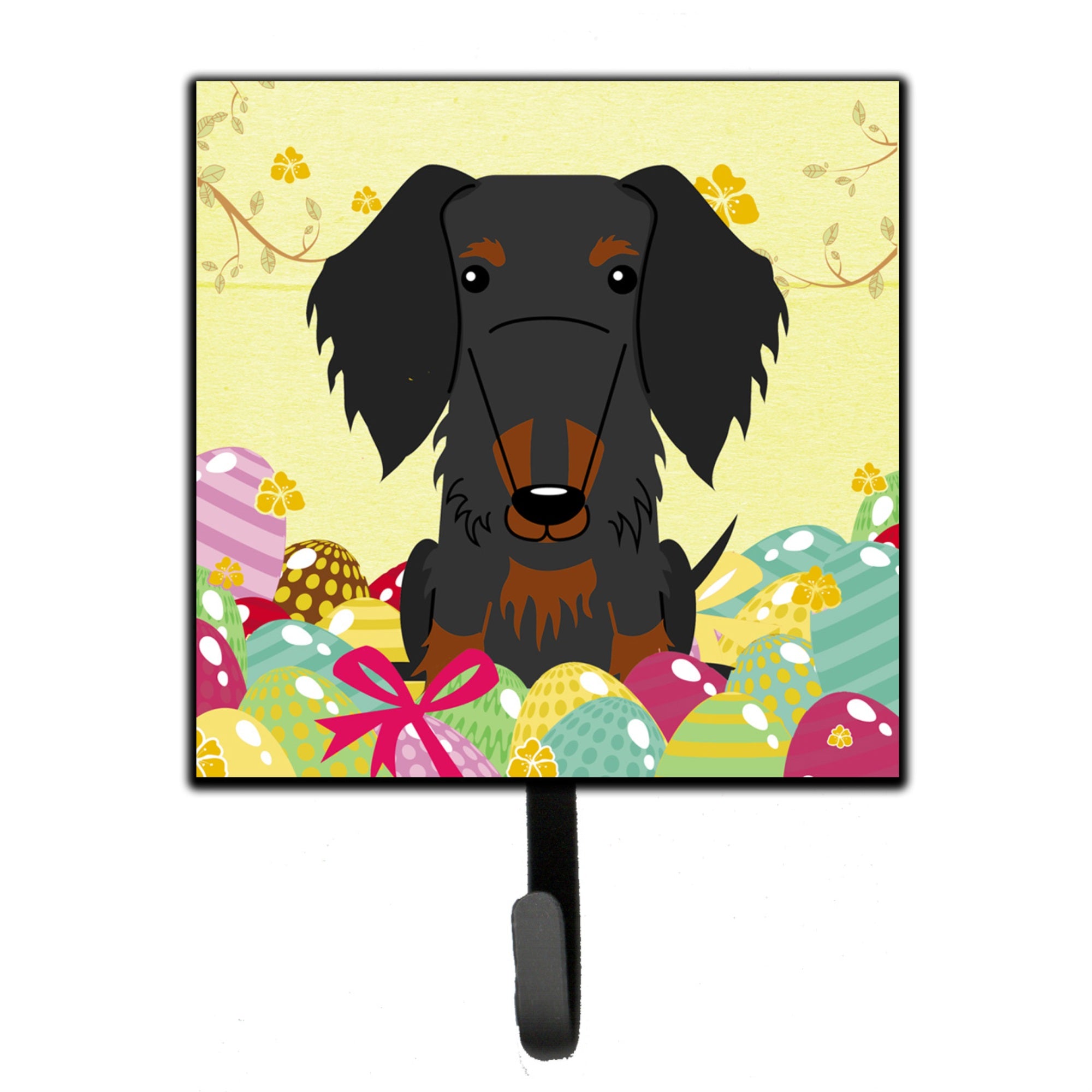 Caroline'S Treasures Eggs Easter Wire Haired Dachshund Black Tan Wall Hook, Small, Multicolor