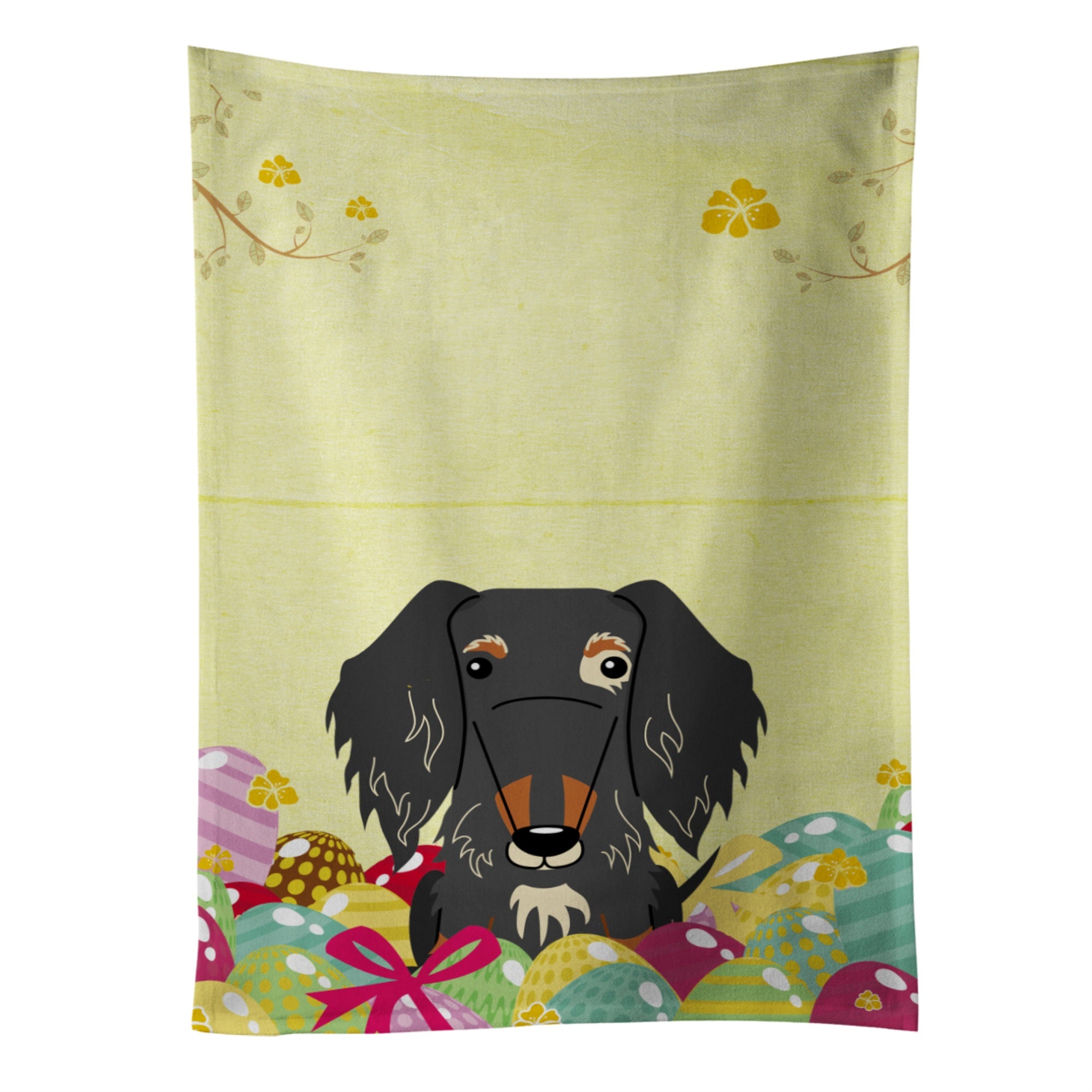 Caroline'S Treasures Easter Eggs Wire Haired Dachshund Dapple Kitchen Towel, Multicolor, 25 X 15