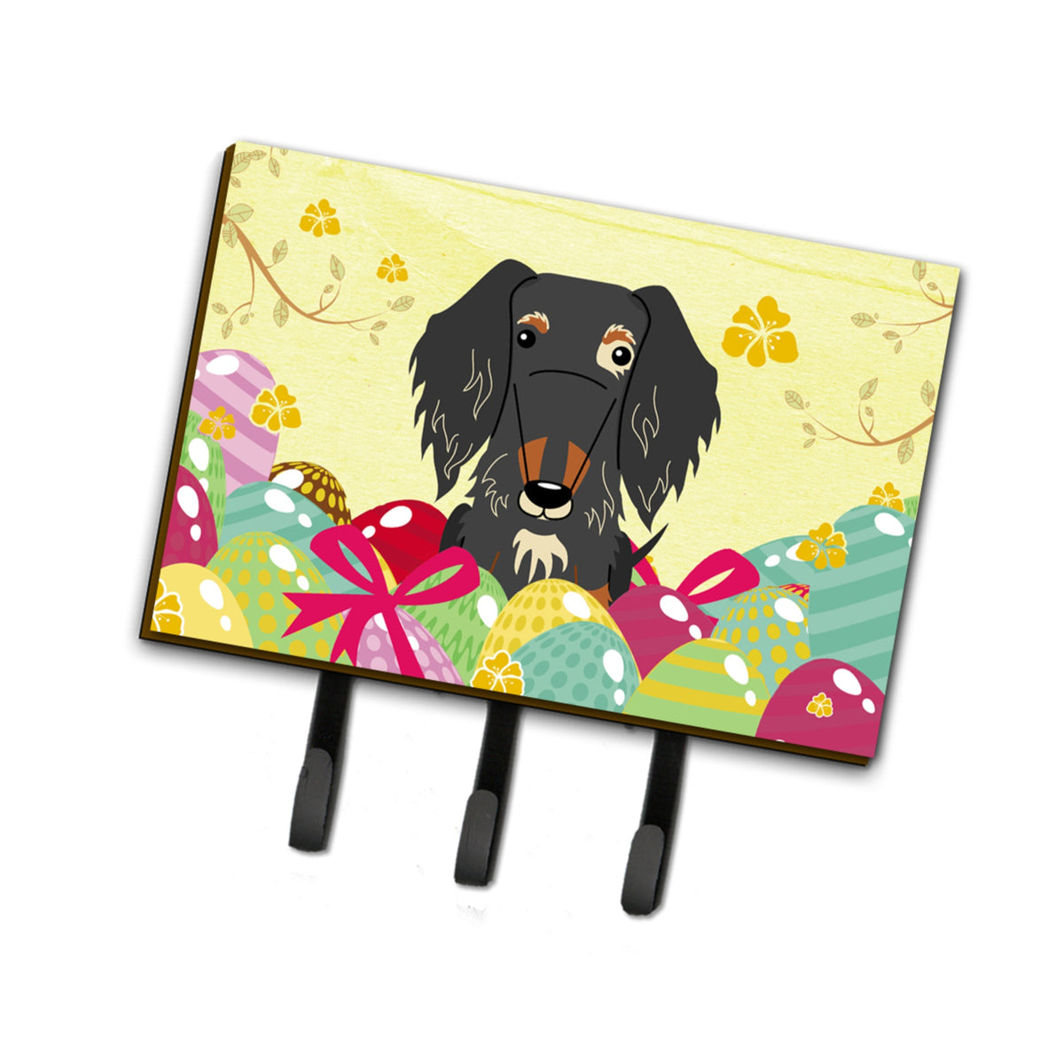 Caroline'S Treasures Easter Eggs Wire Haired Dachshund Dapple Leash Or Key Holder Hooks, Multicolor
