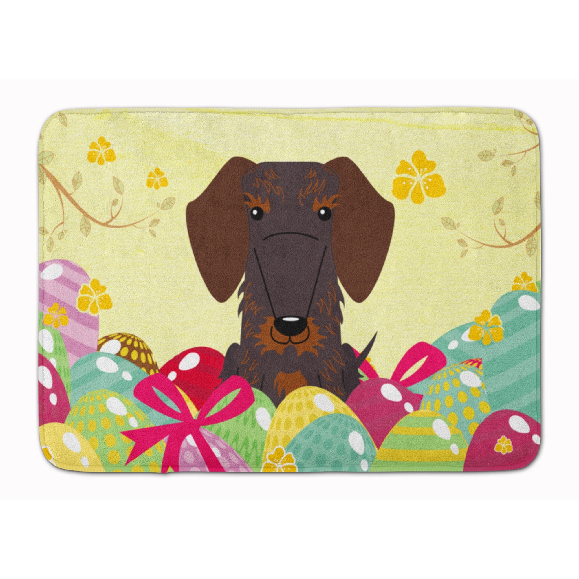Caroline'S Treasures Easter Eggs Wire Haired Dachshund Chocolate Machine Washable Memory Foam Mat Doormats, Multicolor
