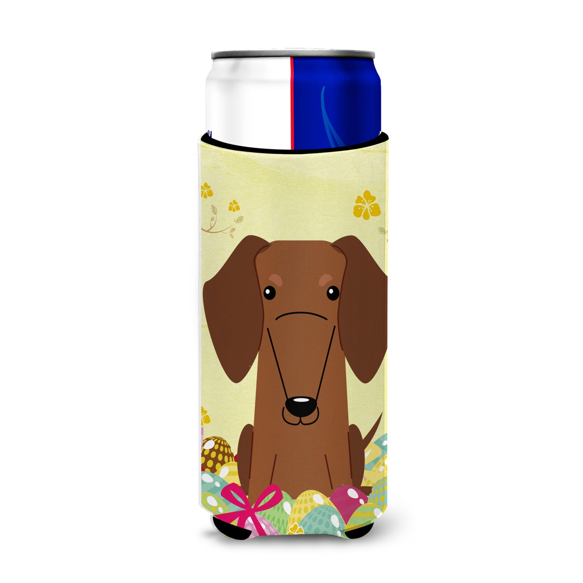 Caroline'S Treasures Easter Eggs Dachshund Red Brown Michelob Ultra Hugger For Slim Cans, Slim Can, Multicolor