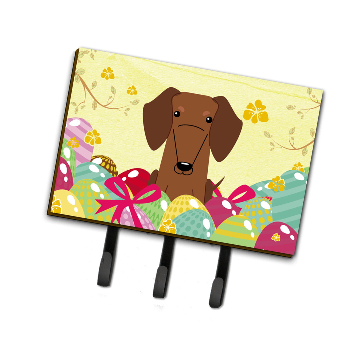 Caroline'S Treasures Easter Eggs Dachshund Red Brown Leash Or Key Holder Hooks, Multicolor