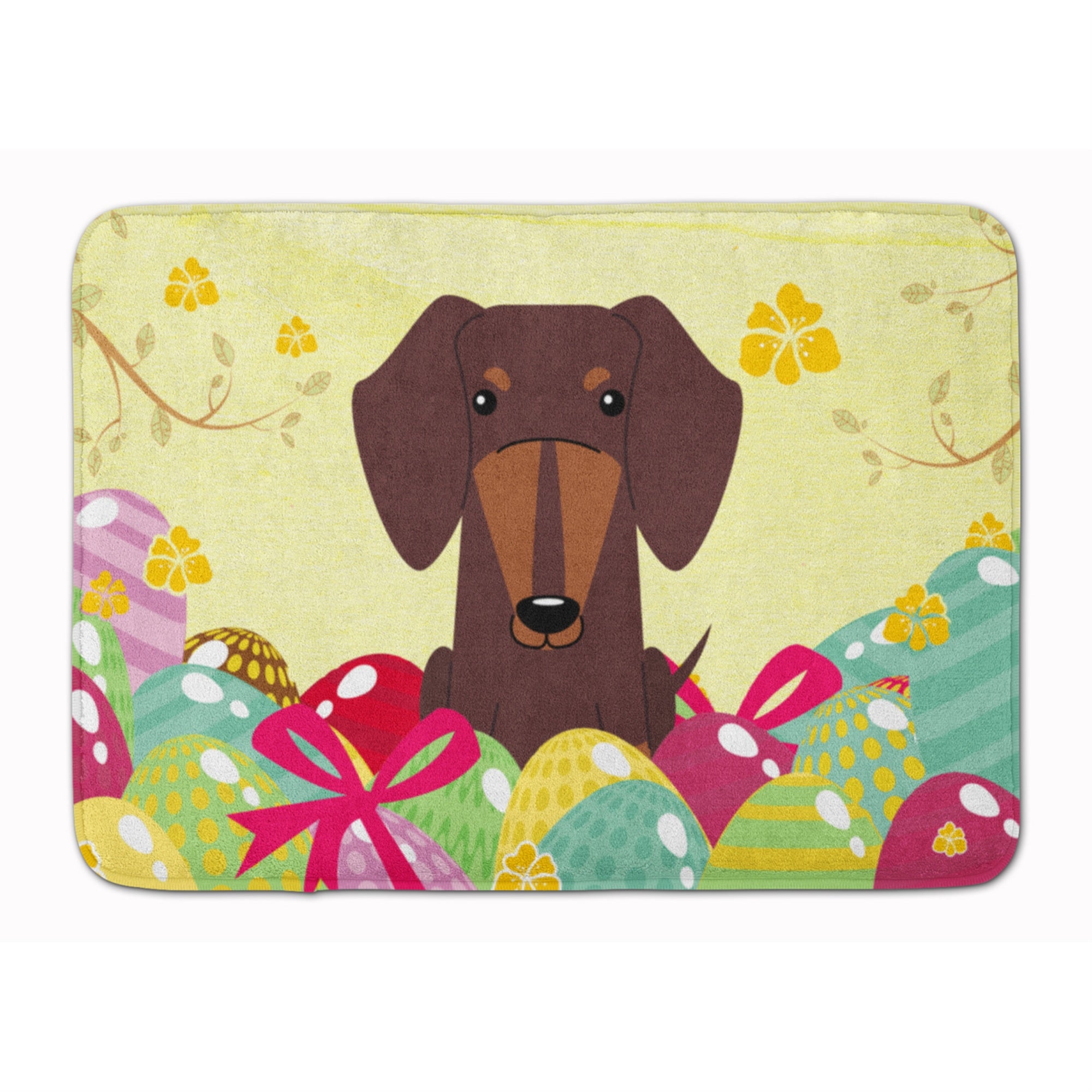 Caroline'S Treasures Easter Eggs Dachshund Chocolate Machine Washable Memory Foam Mat Doormats, Multicolor