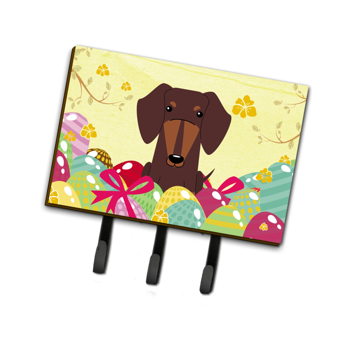Caroline'S Treasures Easter Eggs Dachshund Chocolate Leash Or Key Holder Hooks, Multicolor