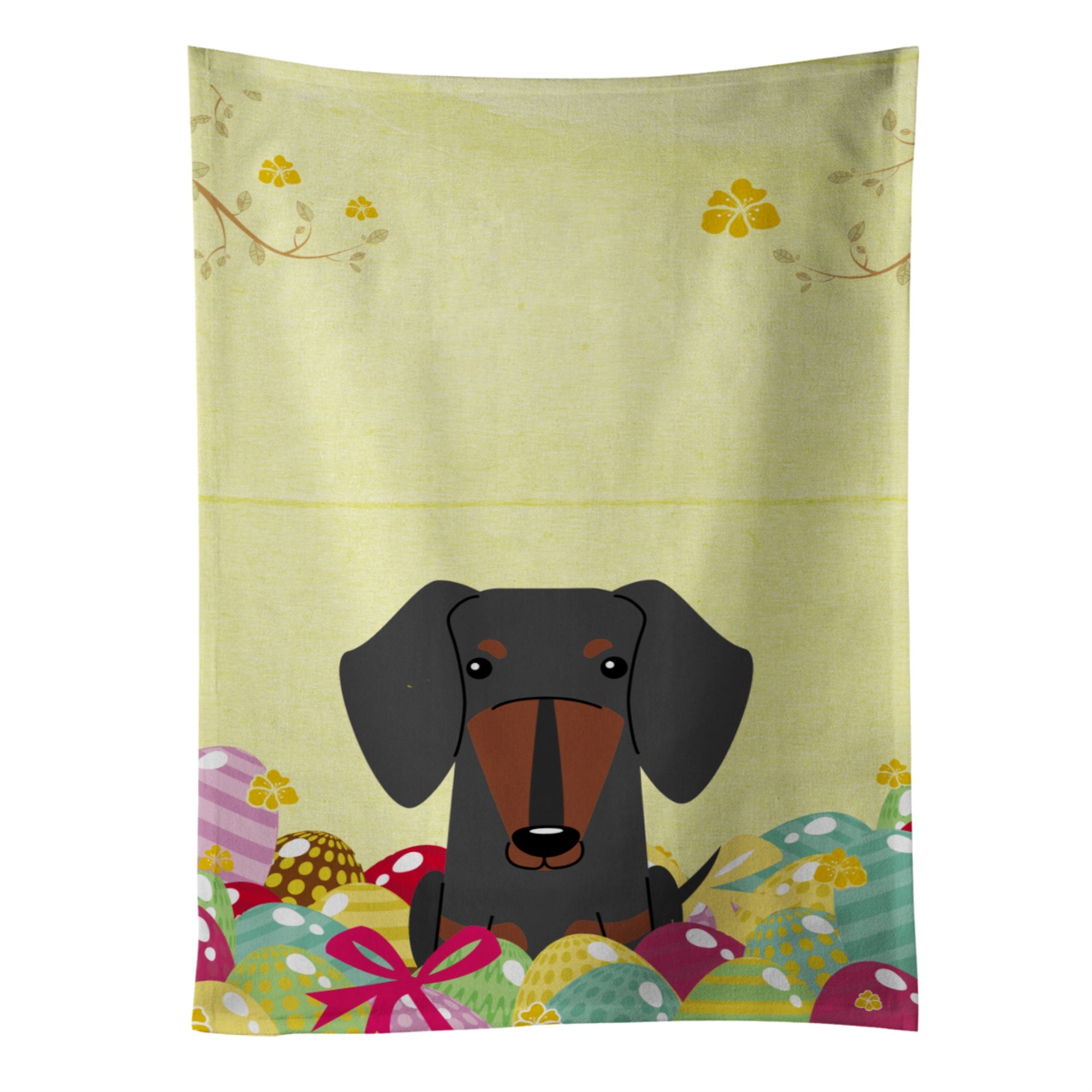 Caroline'S Treasures Easter Eggs Dachshund Black Tan Kitchen Towel, Multicolor, 25 X 15