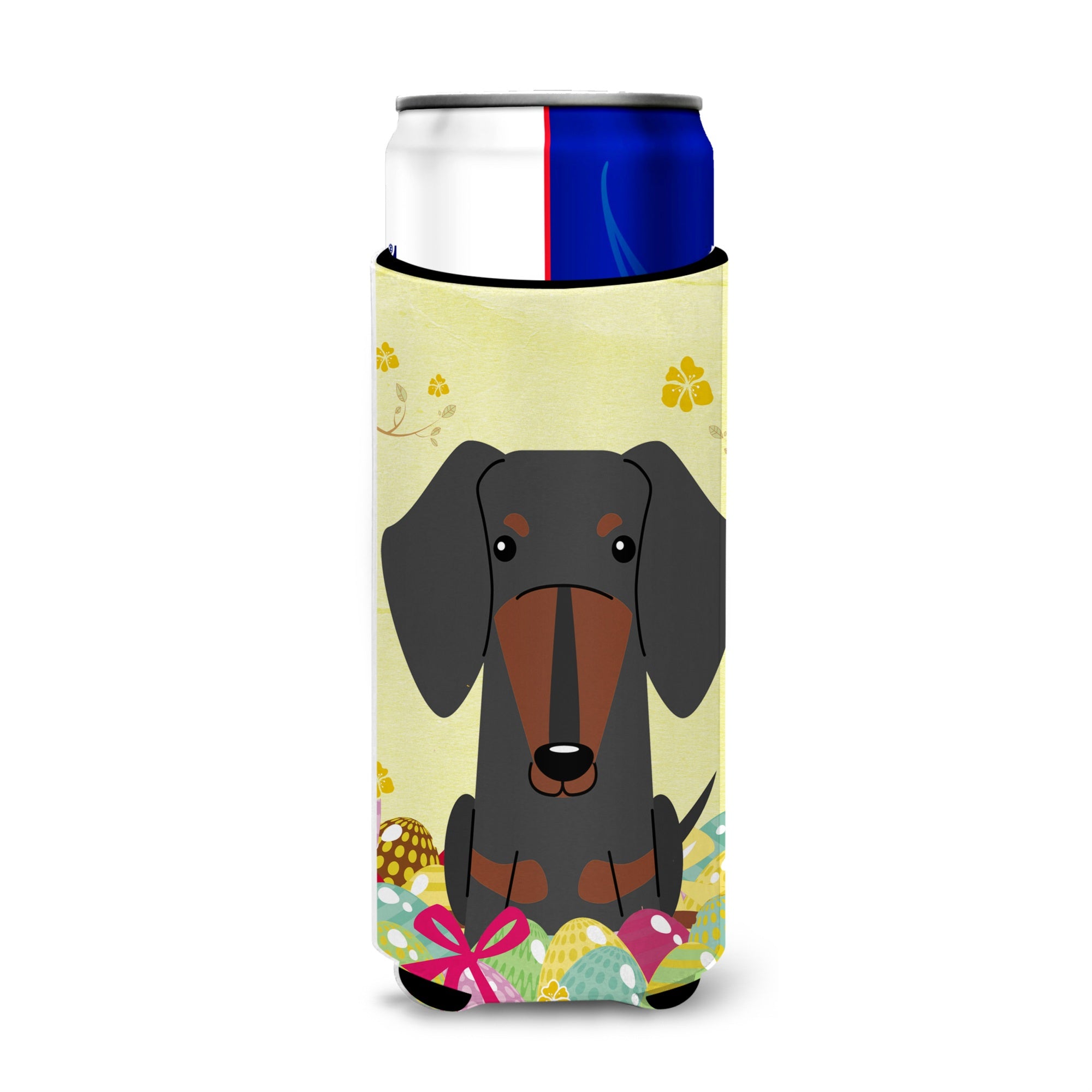 Caroline'S Treasures Easter Eggs Dachshund Black Tan Michelob Ultra Hugger For Slim Cans, Slim Can, Multicolor