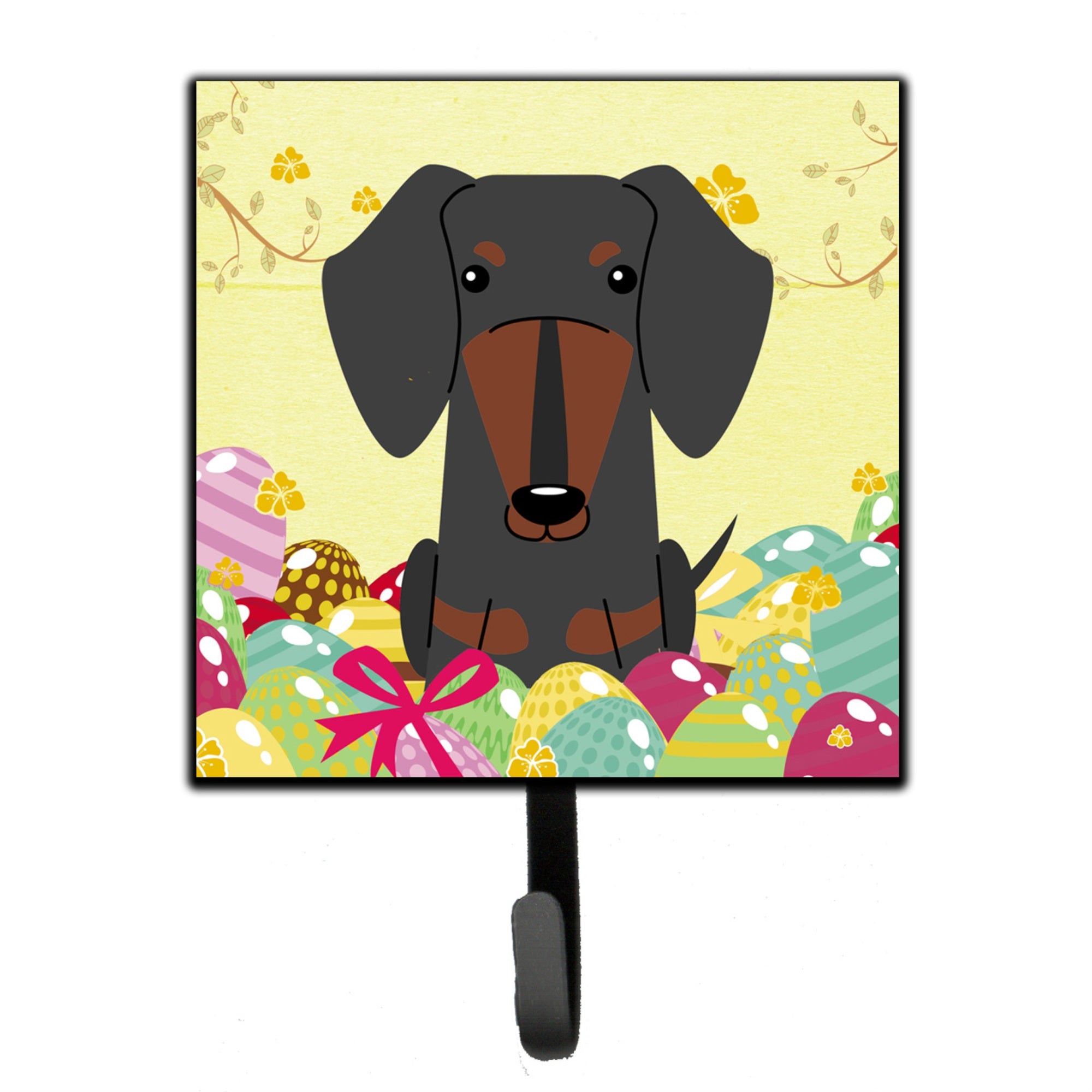 Caroline'S Treasures Easter Eggs Dachshund Black Tan Wall Hook, Small, Multicolor