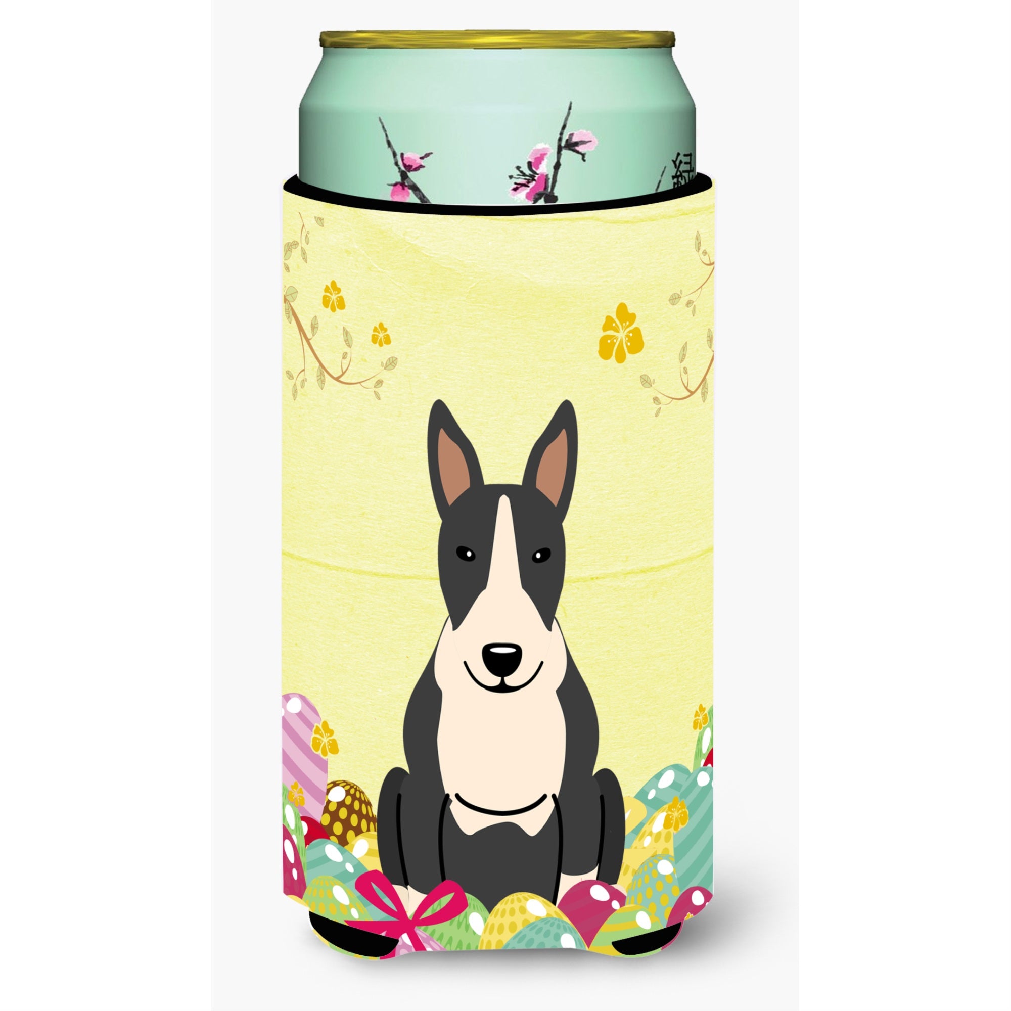 Caroline'S Treasures Easter Bull Terrier Black White Tall Boy Beverage Insulator Hugger, Multicolor