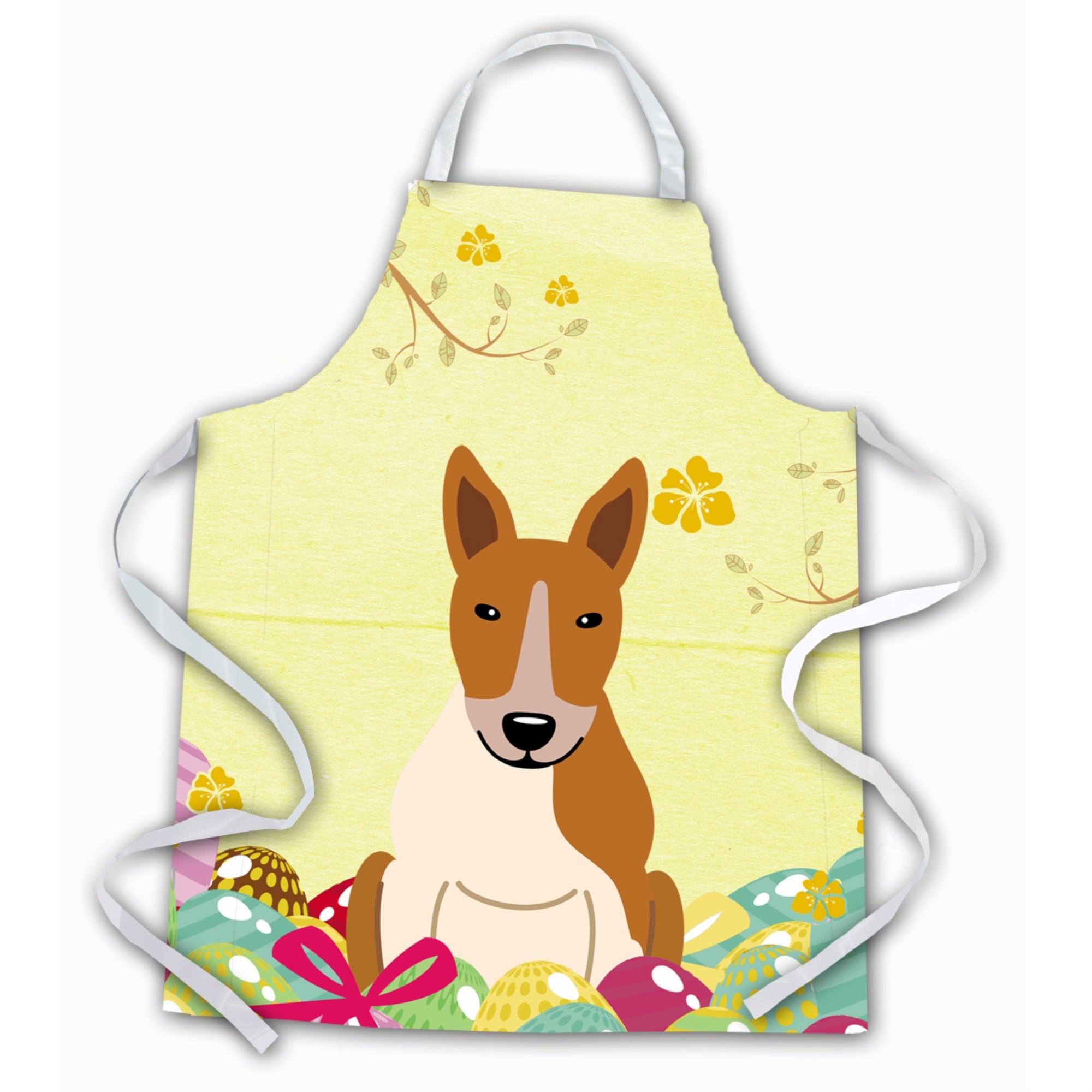 Caroline'S Treasures Easter Eggs Bull Terrier Red White Apron, Large, Multicolor