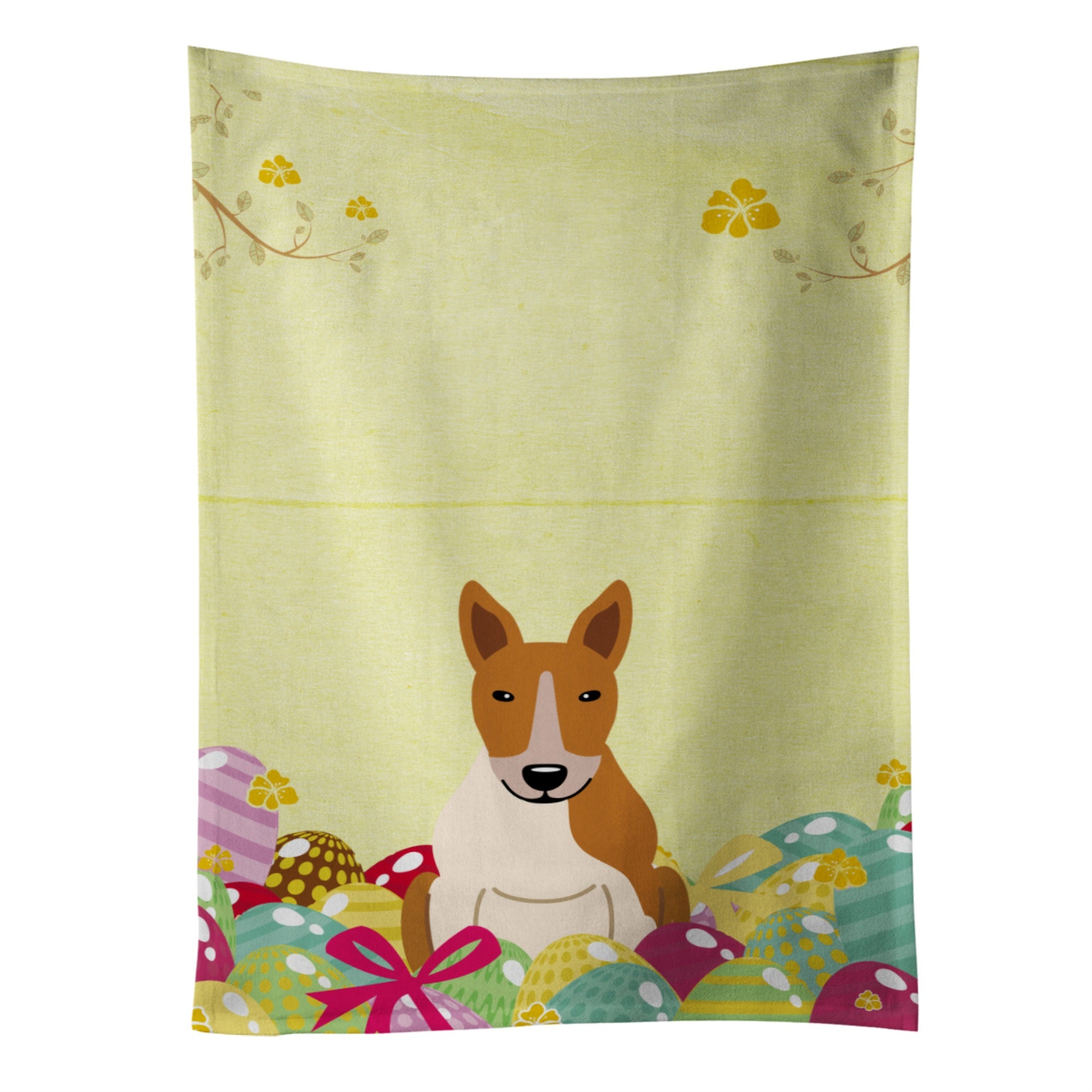 Caroline'S Treasures Easter Eggs Bull Terrier Red White Kitchen Towel, Multicolor, 25 X 15