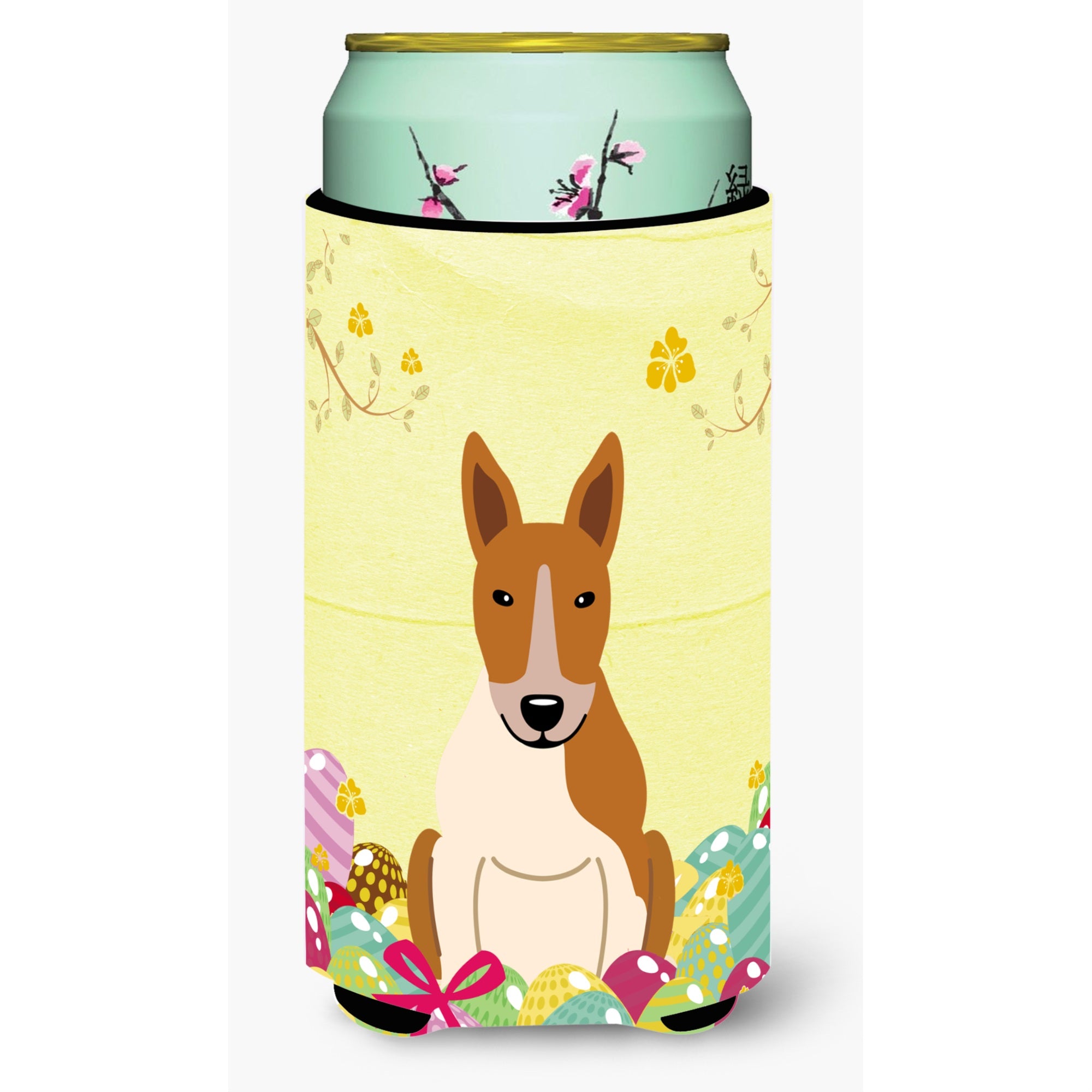 Caroline'S Treasures Easter Eggs Bull Terrier Red White Tall Boy Beverage Insulator Hugger, Multicolor