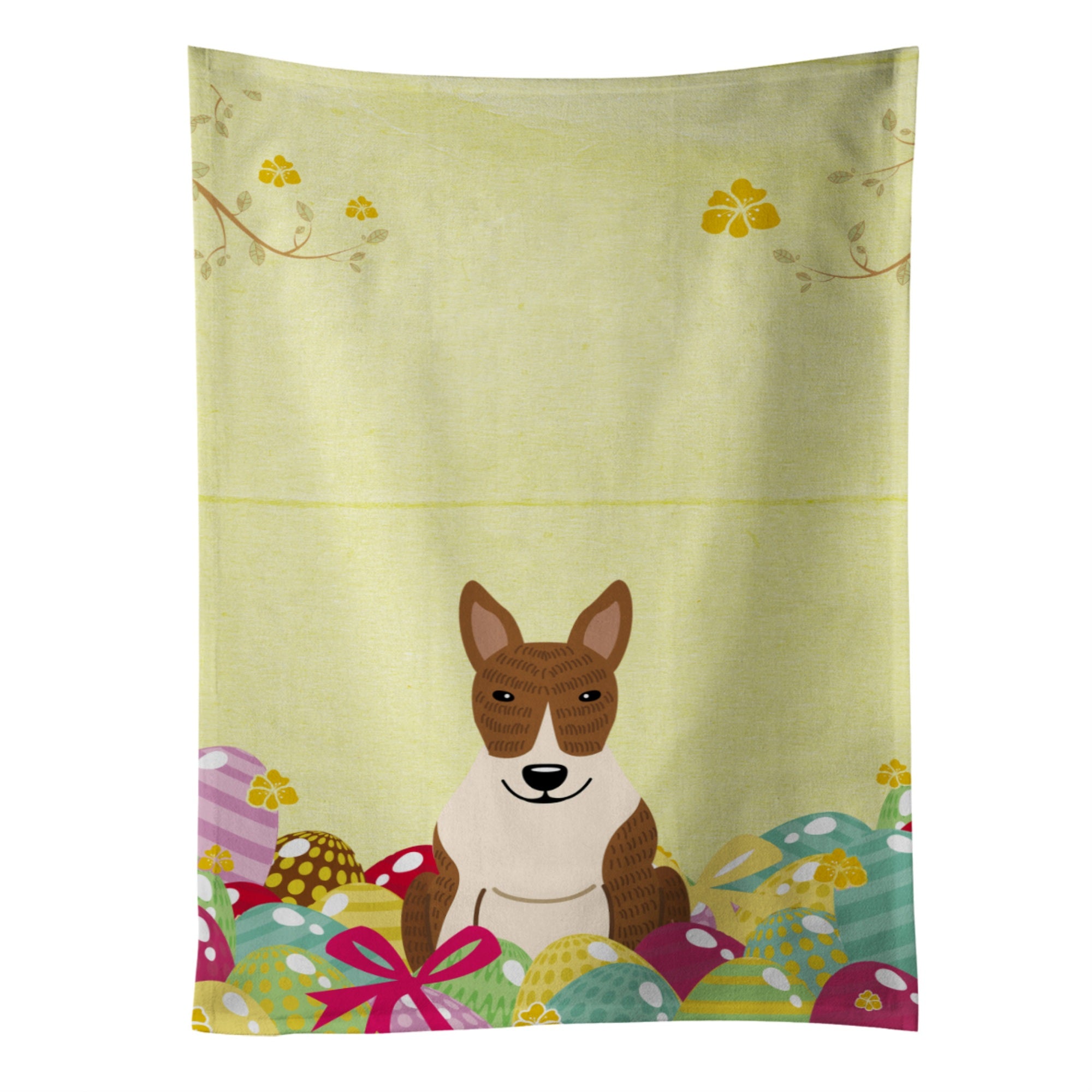 Caroline'S Treasures Easter Eggs Bull Terrier Brindle Kitchen Towel, Multicolor, 25 X 15