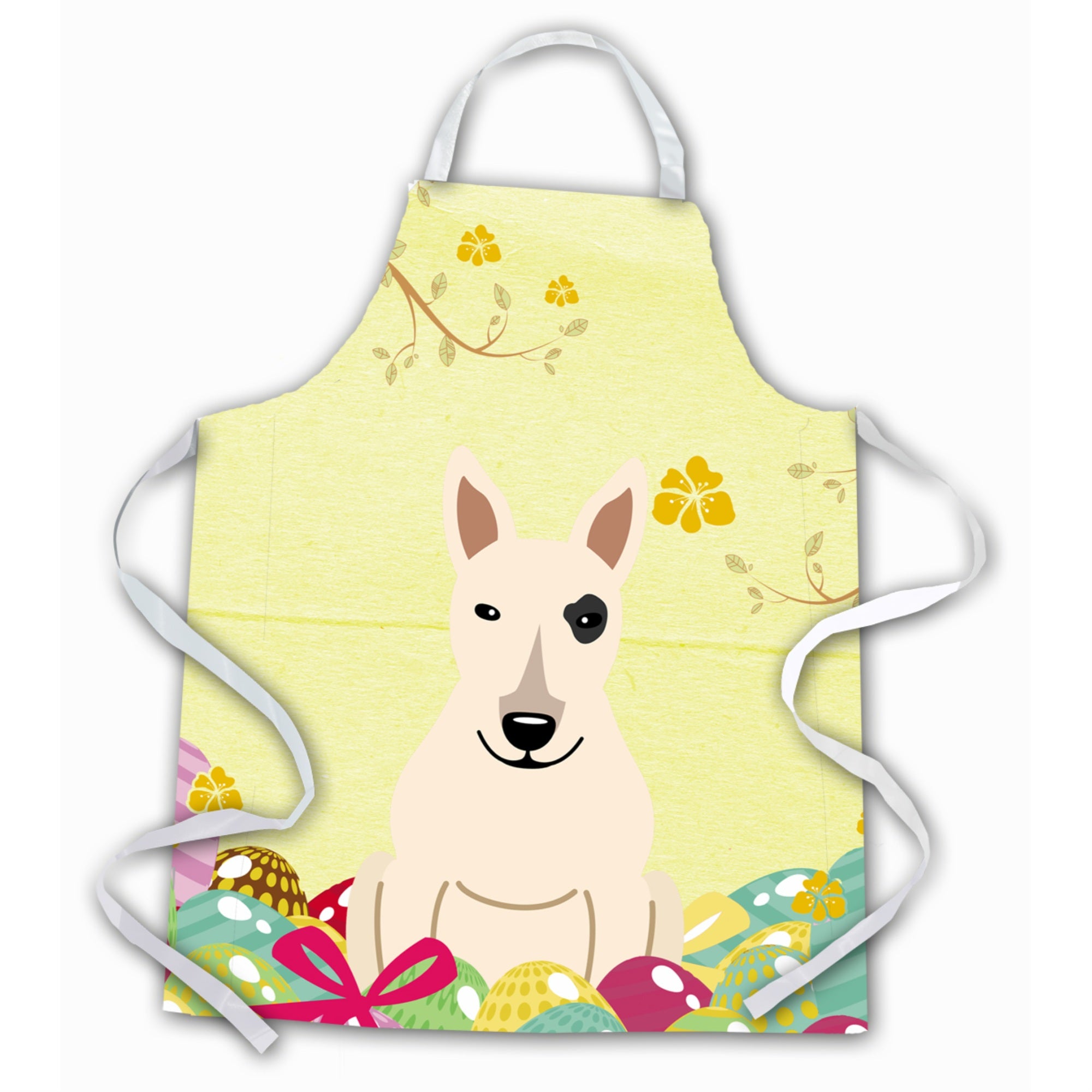 Caroline'S Treasures Easter Eggs Bull Terrier White Apron, Large, Multicolor