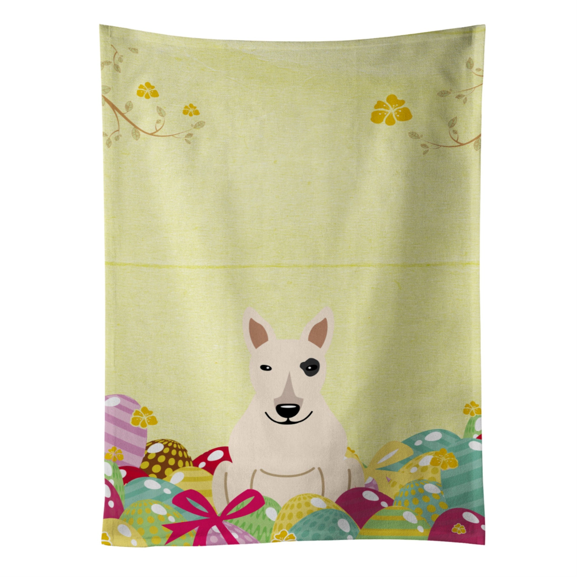 Caroline'S Treasures Easter Eggs Bull Terrier White Kitchen Towel, Multicolor, 25 X 15
