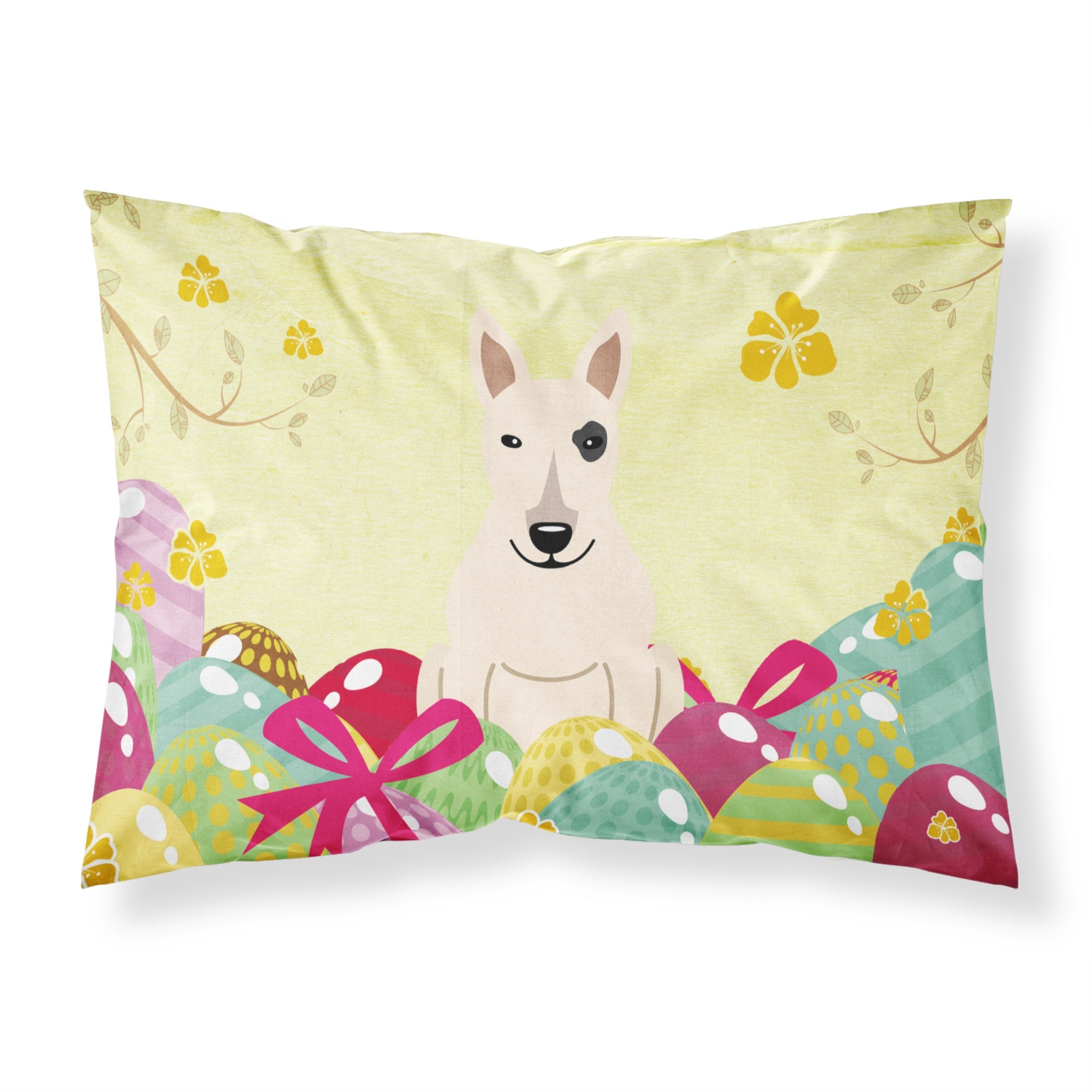 Easter Eggs Bull Terrier White Fabric Standard Pillowcase