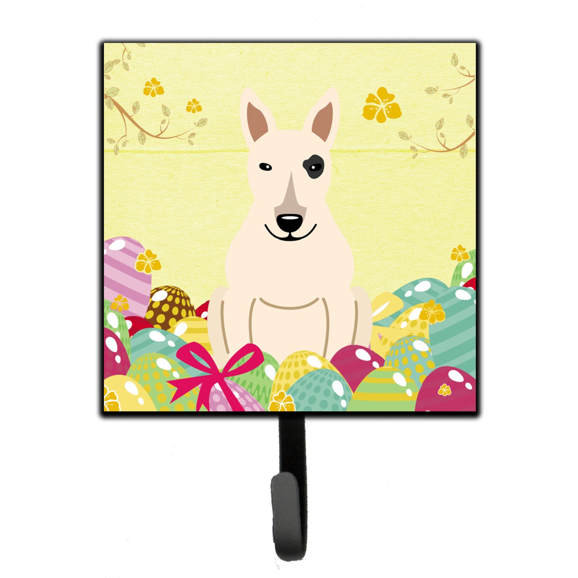 Caroline'S Treasures Easter Eggs Bull Terrier White Wall Hook, Small, Multicolor