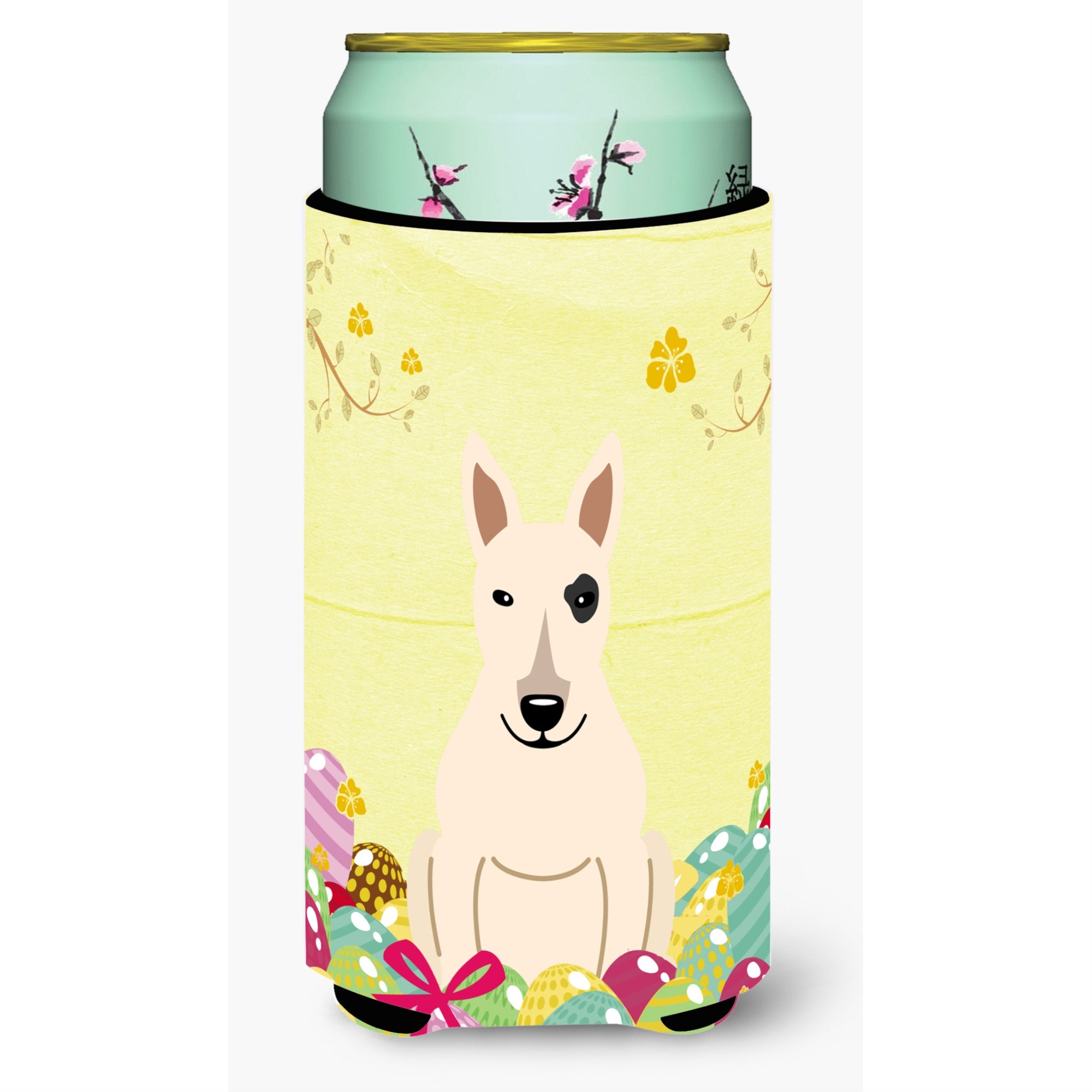 Caroline'S Treasures Easter Eggs Bull Terrier White Tall Boy Beverage Insulator Hugger, Multicolor