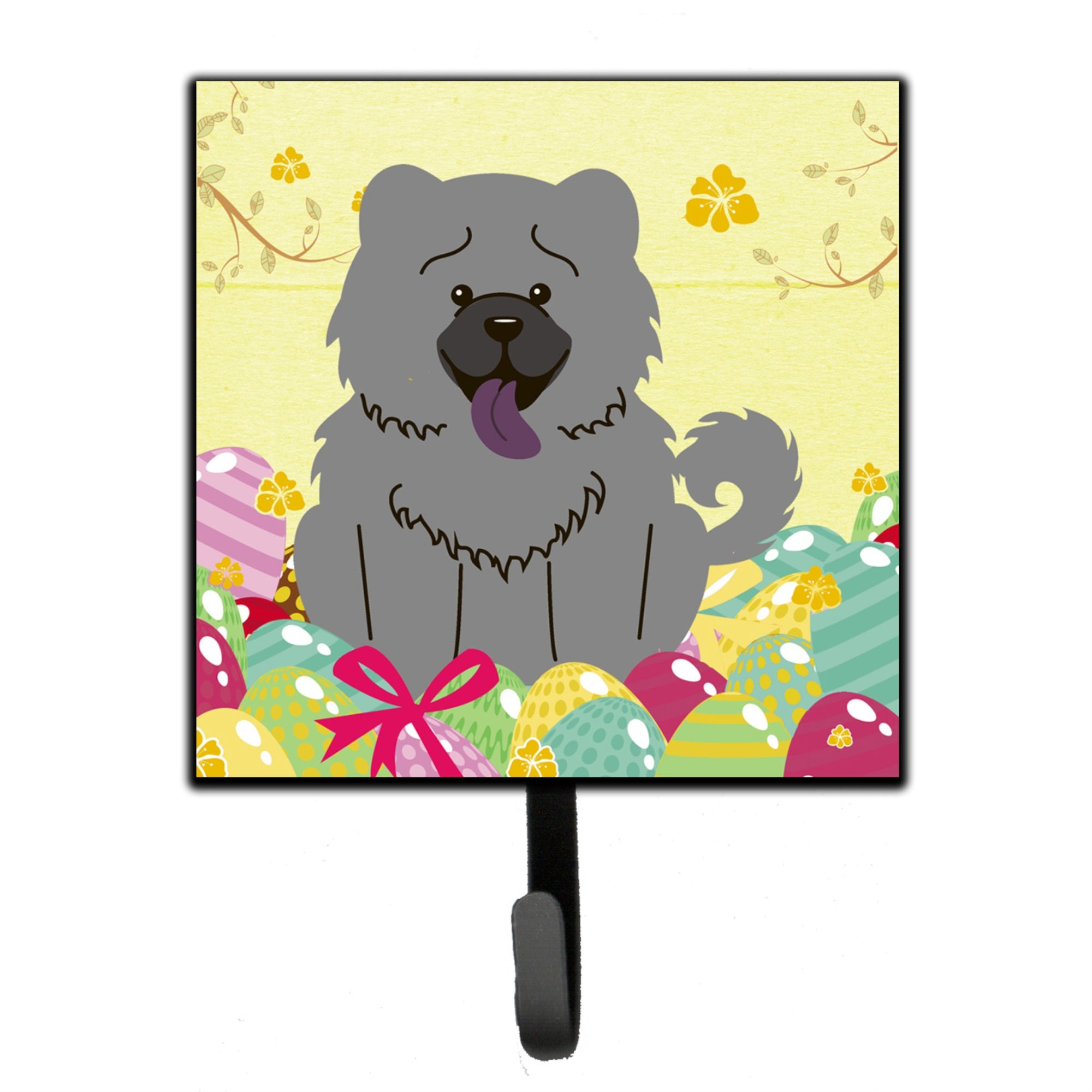 Caroline'S Treasures Easter Eggs Chow Blue Wall Hook, Small, Multicolor