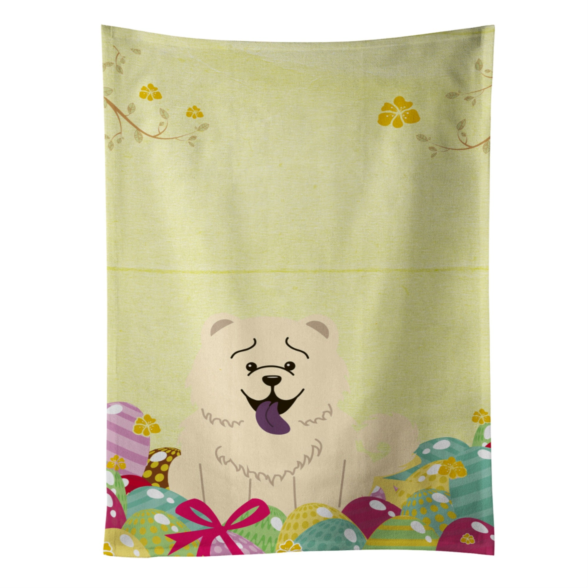 Caroline'S Treasures Easter Eggs Chow Chow White Kitchen Towel, Multicolor, 25 X 15