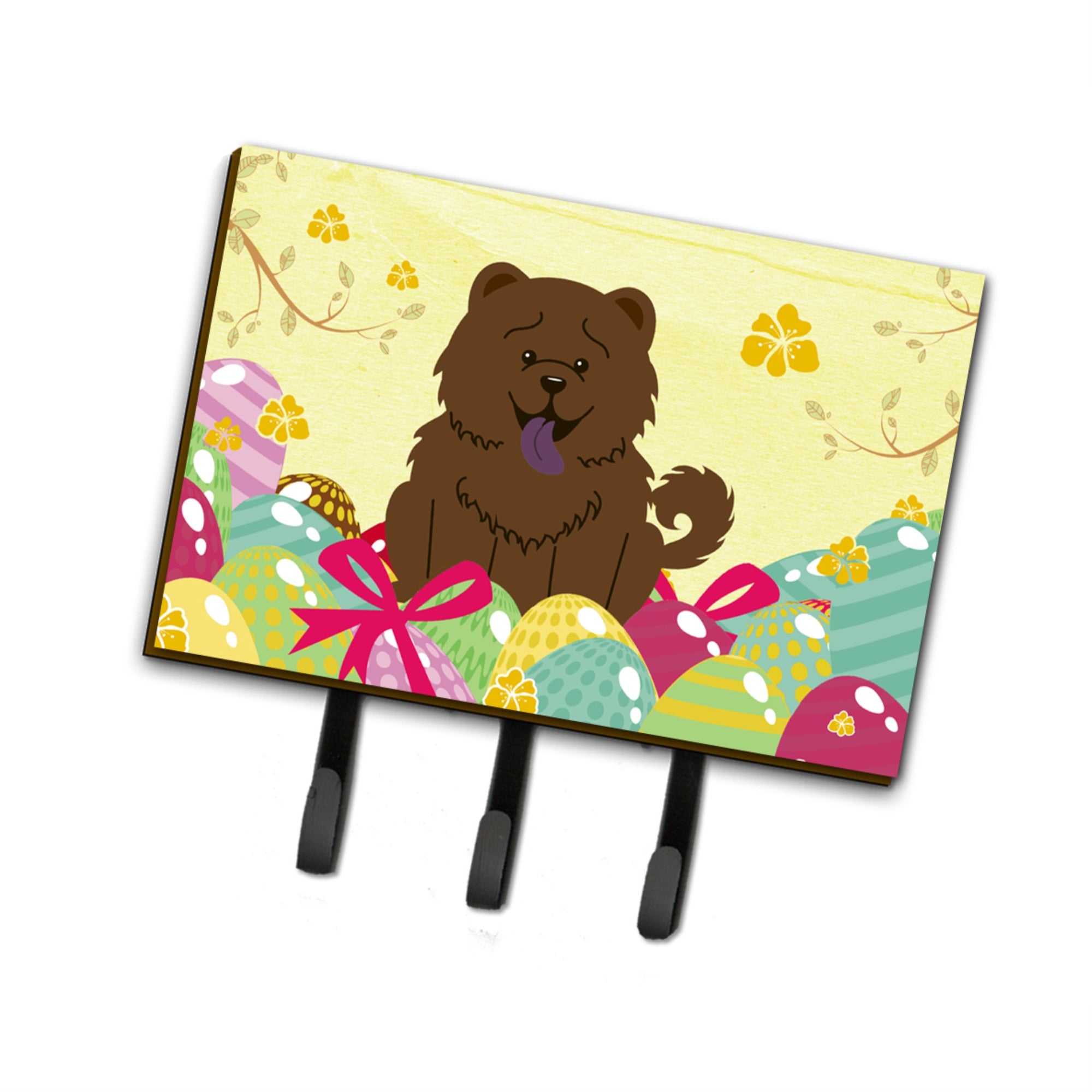Caroline'S Treasures Easter Eggs Chow Chocolate Leash Or Key Holder Hooks, Multicolor
