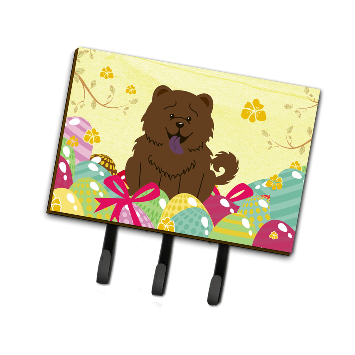 Caroline'S Treasures Easter Eggs Chow Chocolate Leash Or Key Holder Hooks, Multicolor