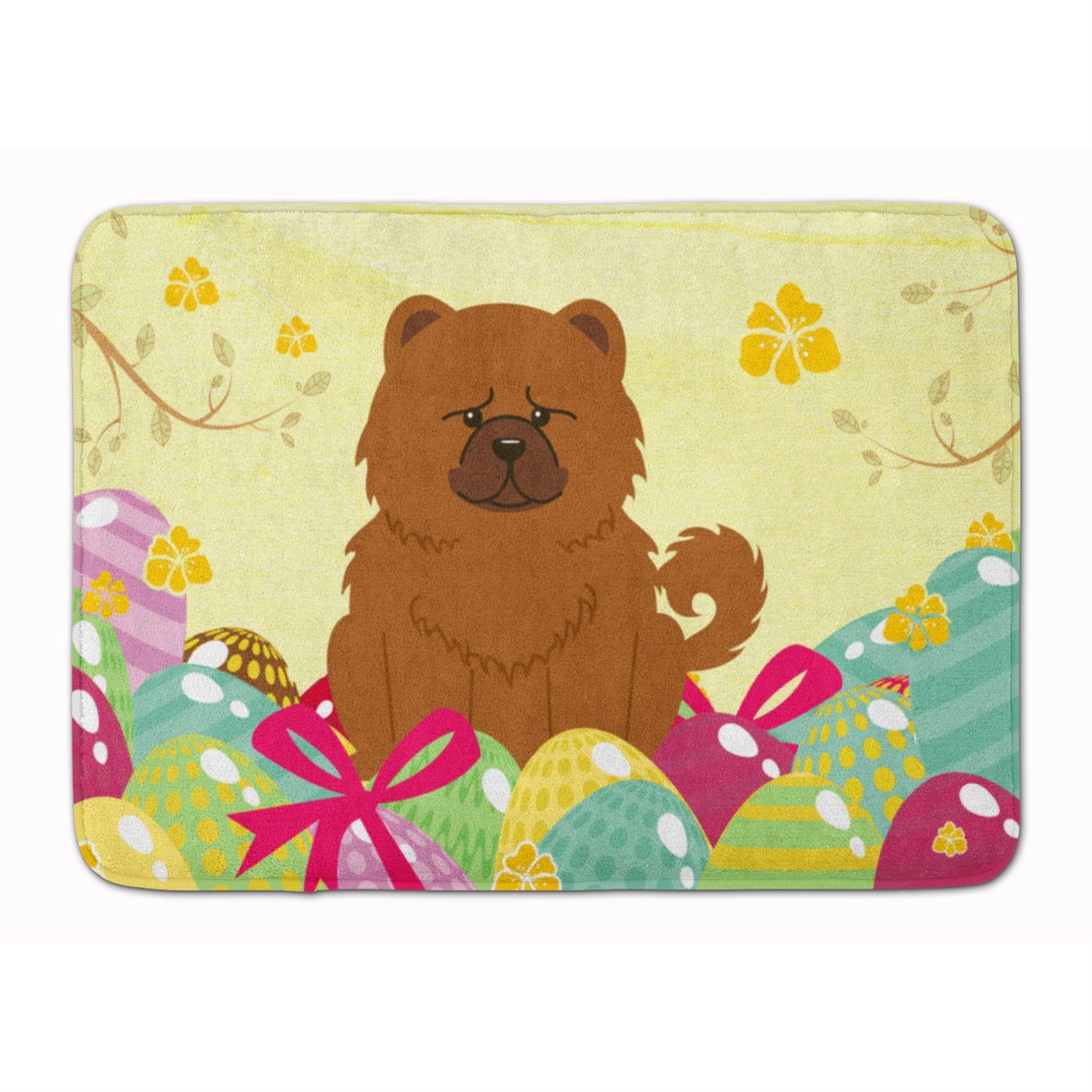 Caroline'S Treasures Easter Eggs Chow Red Machine Washable Memory Foam Mat Doormats, Multicolor
