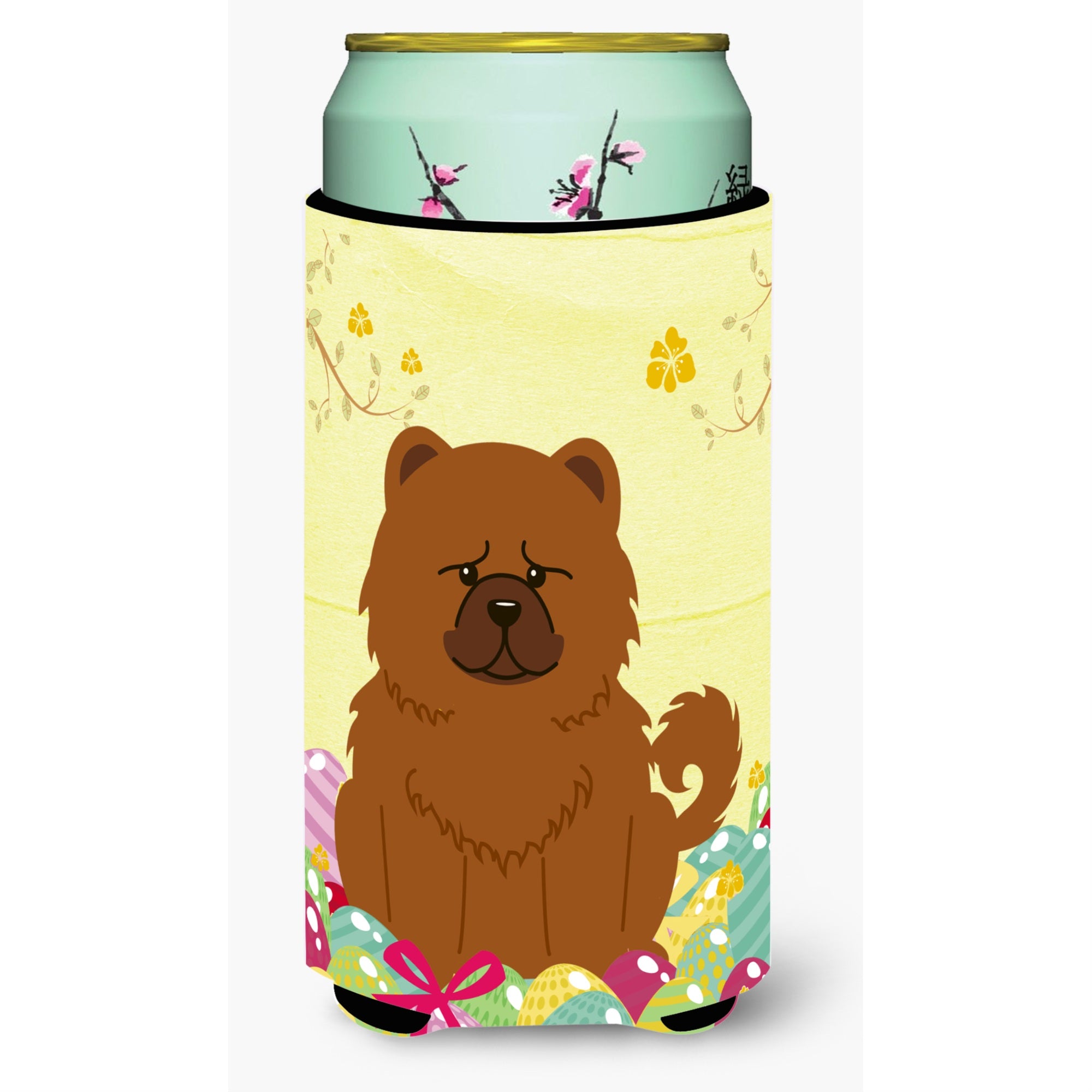 Caroline'S Treasures Easter Eggs Chow Red Tall Boy Beverage Insulator Hugger, Multicolor