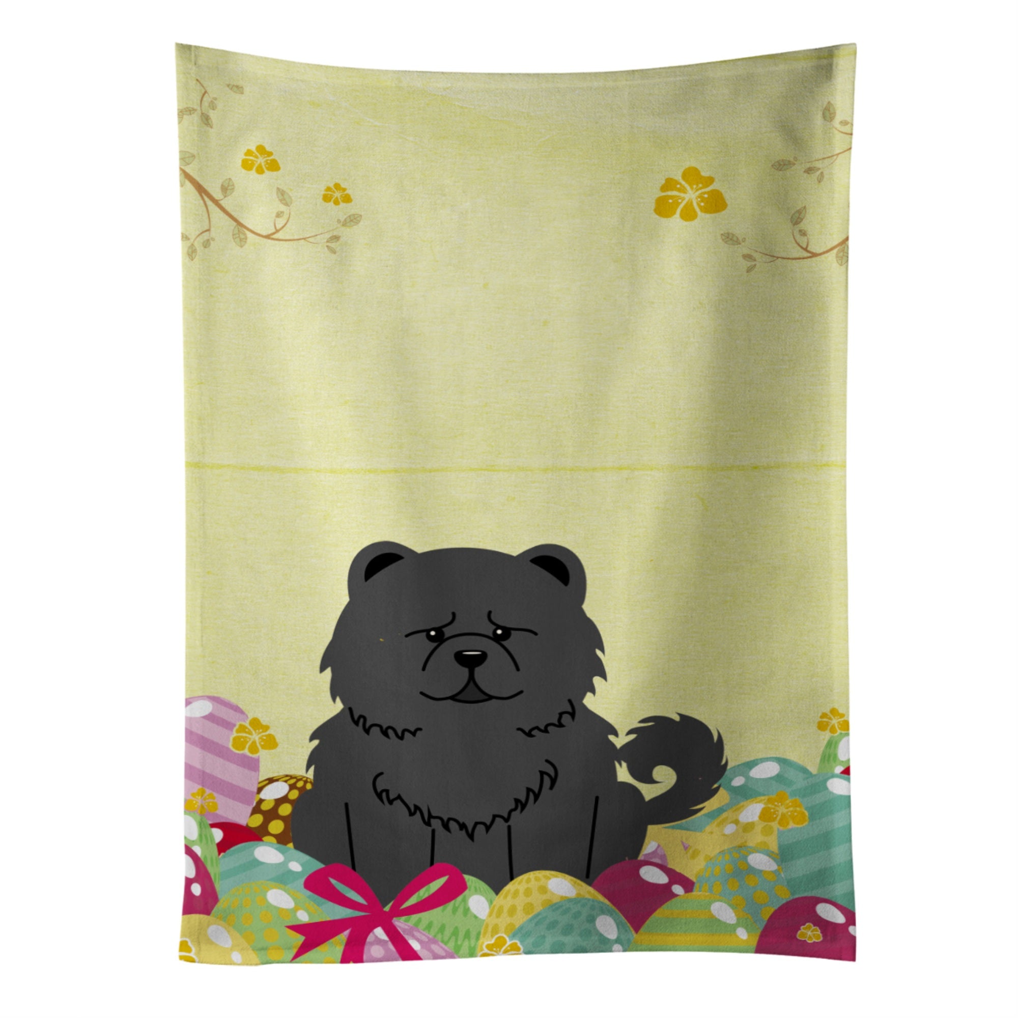 Caroline'S Treasures Easter Eggs Chow Chow Black Kitchen Towel, Multicolor, 25 X 15