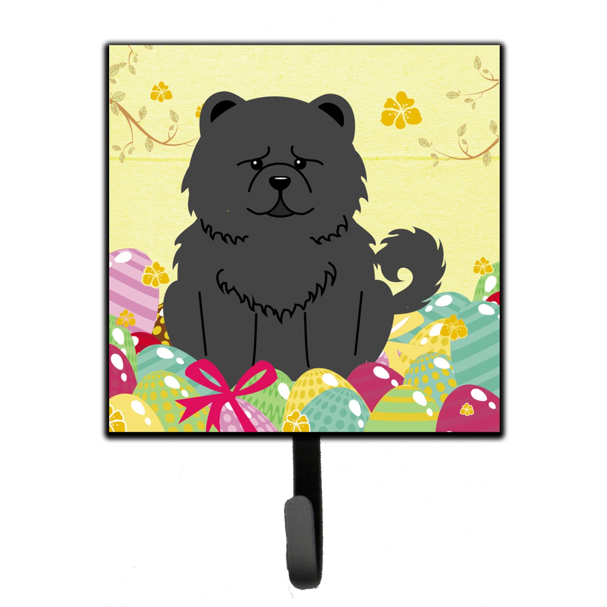 Caroline'S Treasures Easter Eggs Chow Black Wall Hook, Small, Multicolor