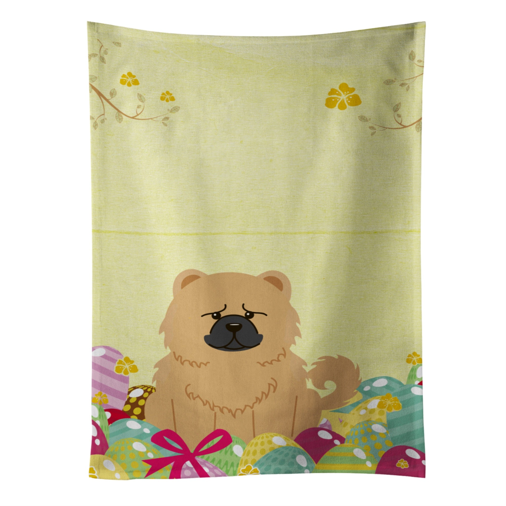 Caroline'S Treasures Easter Eggs Chow Chow Cream Kitchen Towel, Multicolor, 25 X 15