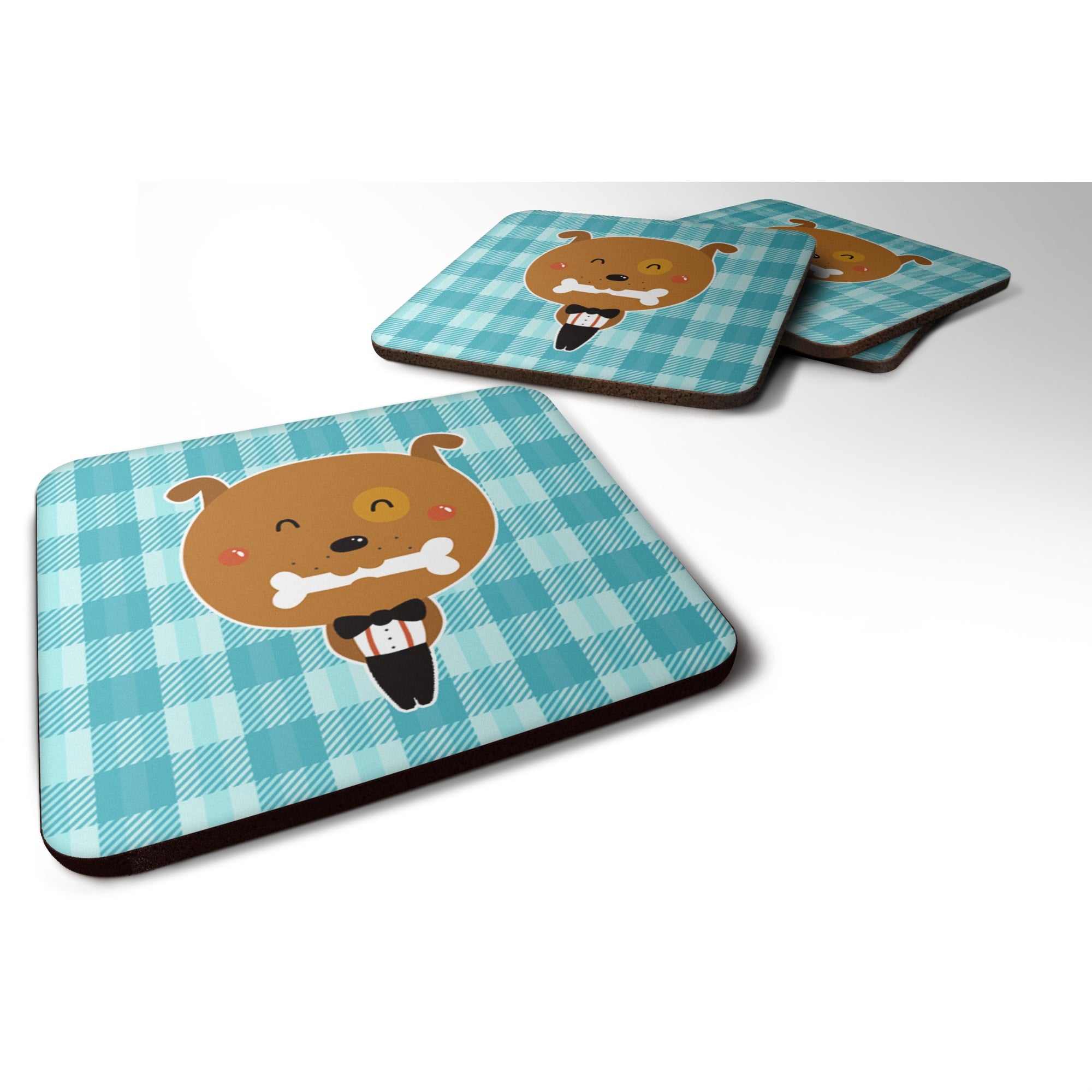 Caroline'S Treasures Dog In Tuxedo Foam Coaster Set Of 4, 3.5, Multicolor