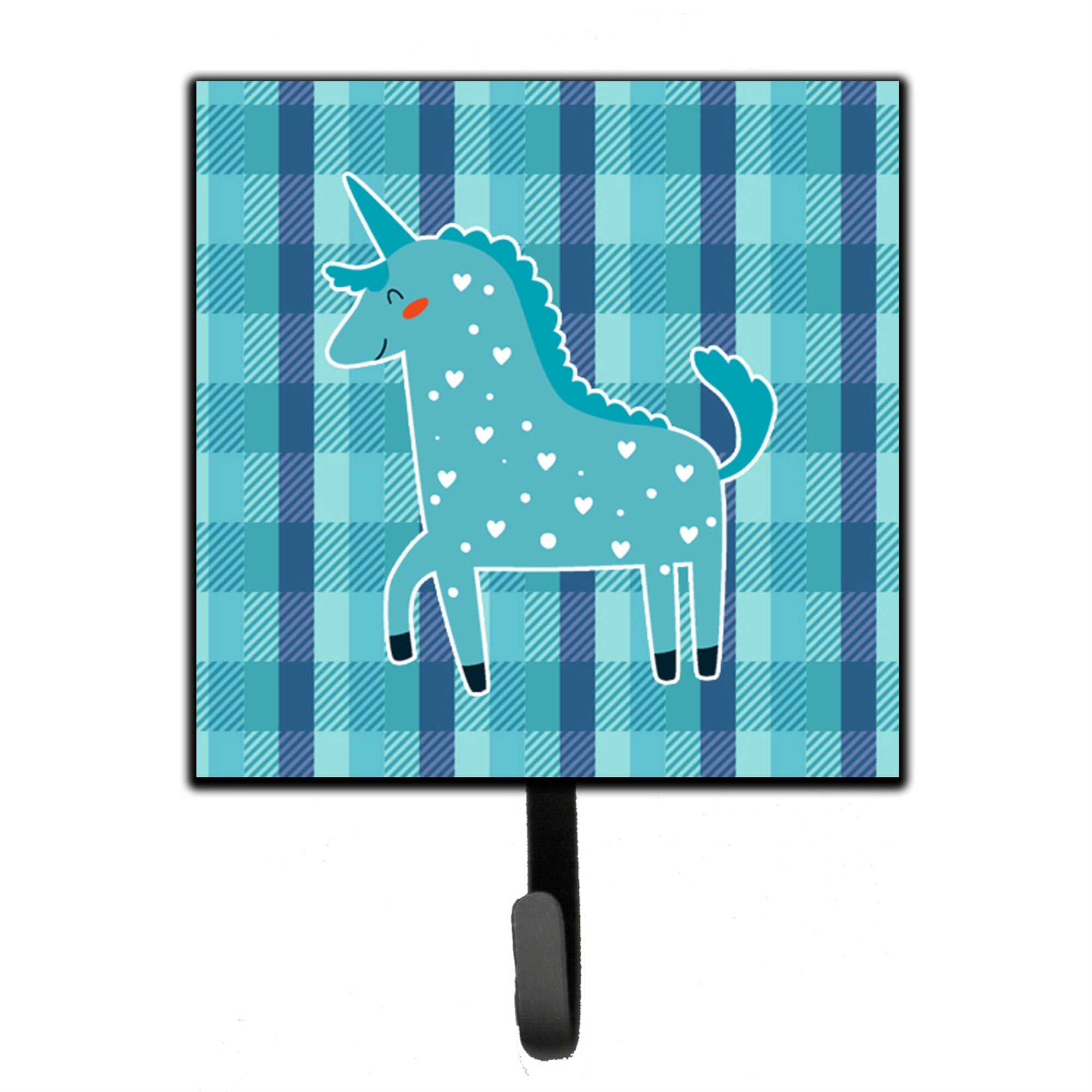 Caroline'S Treasures Unicorn In Plaid Wall Hook, Small, Multicolor