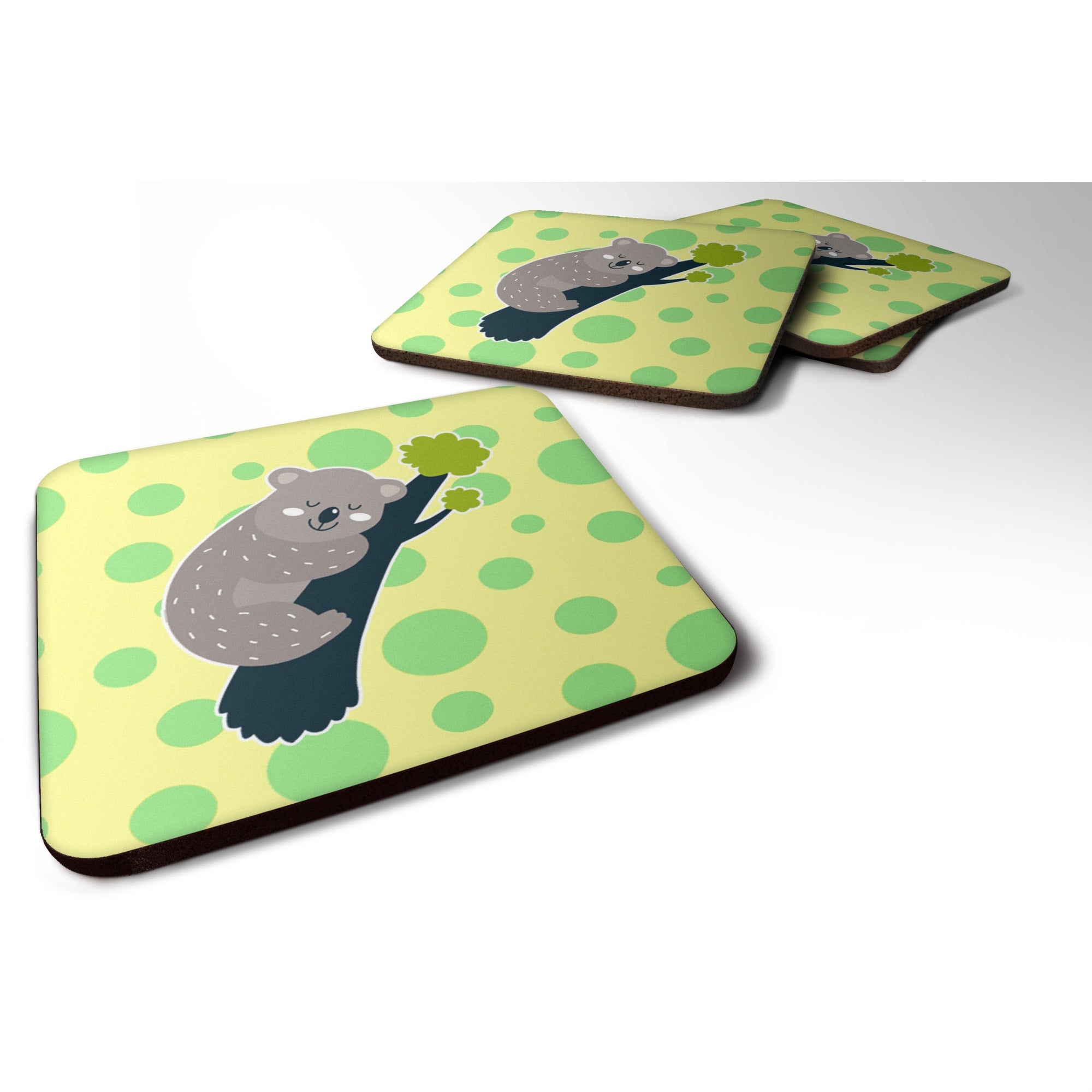 Caroline'S Treasures Koala Naptime Foam Coaster Set Of 4, 3.5, Multicolor