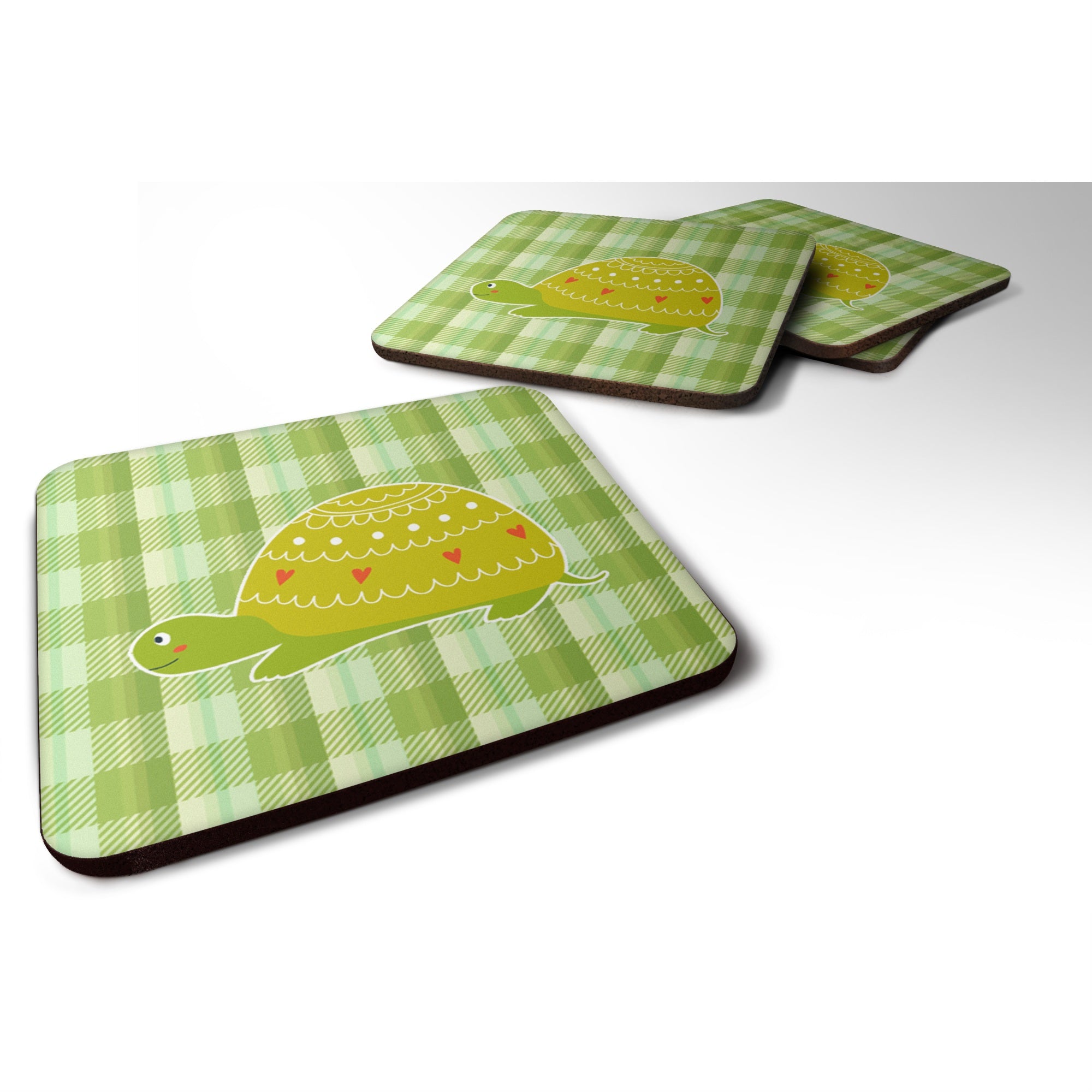 Caroline'S Treasures Turtle On The Move Foam Coaster Set Of 4, 3.5, Multicolor