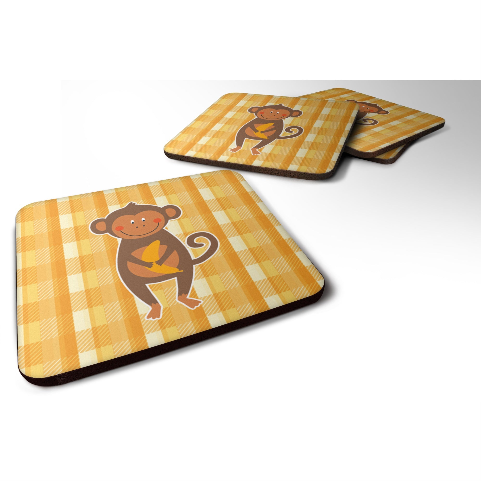 Caroline'S Treasures Monkey Business Foam Coaster Set Of 4, 3.5, Multicolor