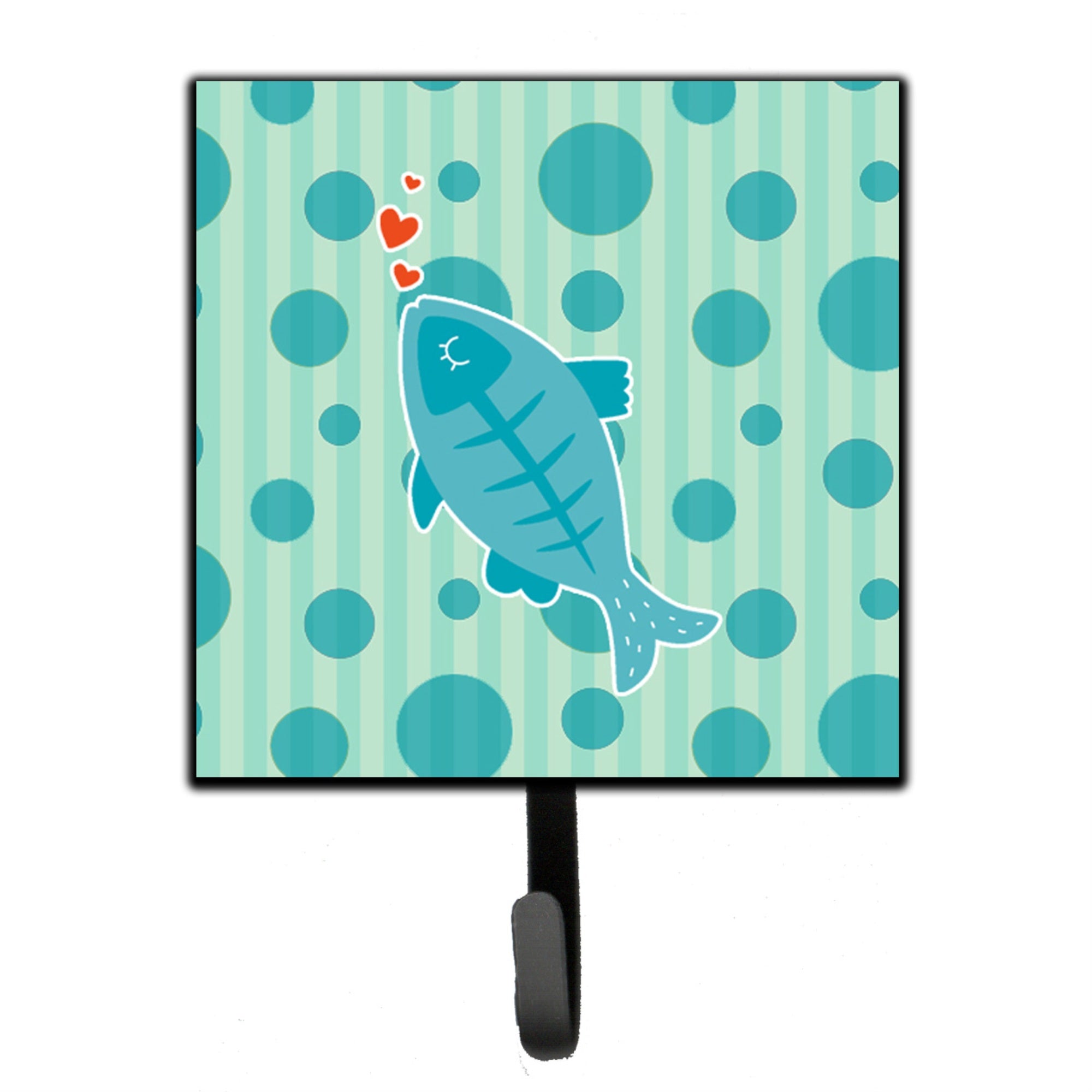 Caroline'S Treasures Polkadot Fish Wall Hook, Small, Multicolor