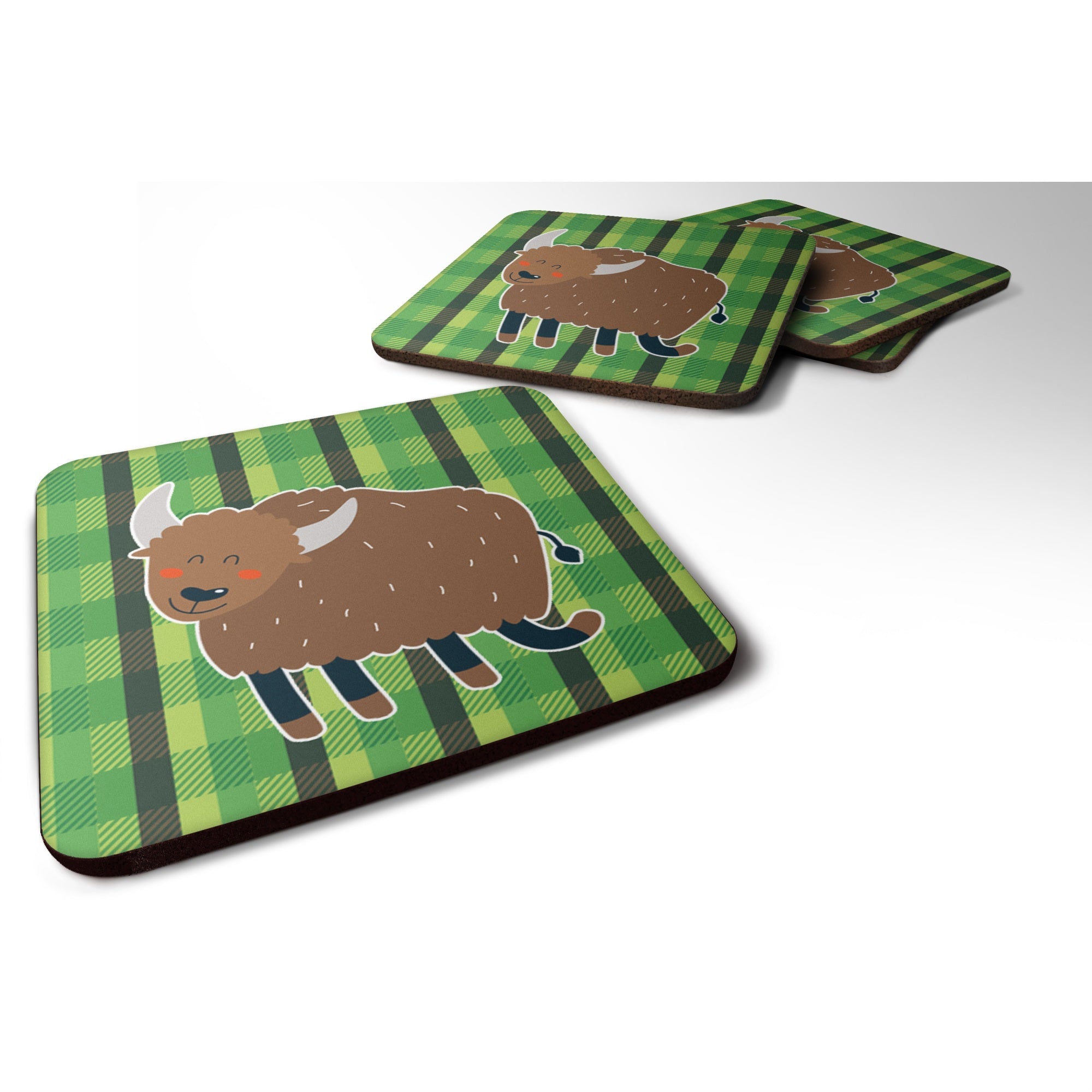 Caroline'S Treasures Bull Foam Coaster Set Of 4, 3.5, Multicolor