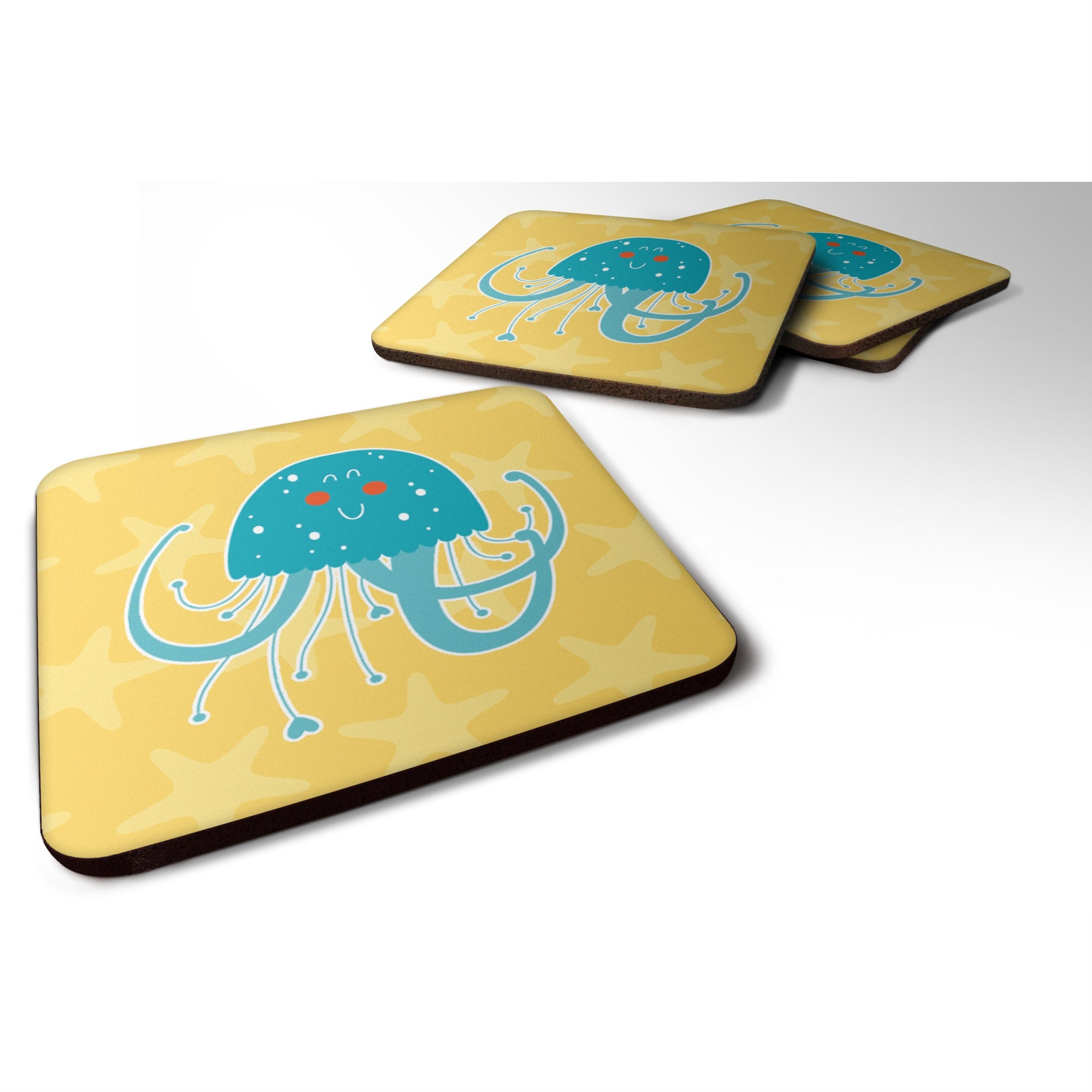 Caroline'S Treasures Jellyfish Foam Coaster, 3.5, Multicolor