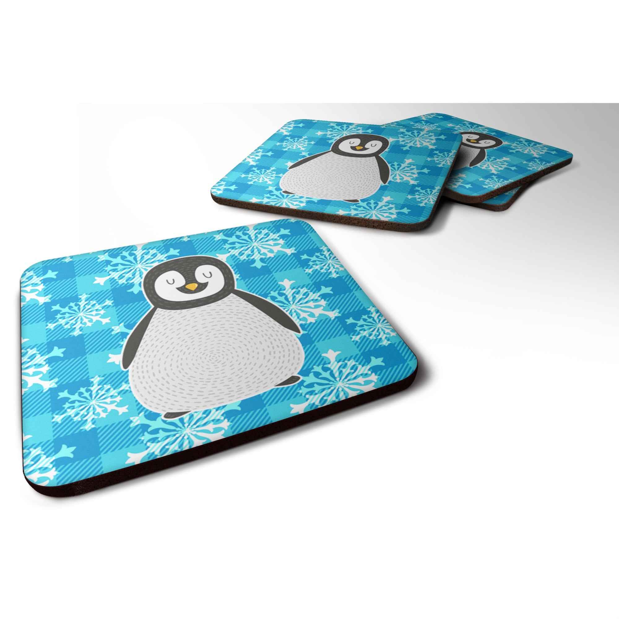 Caroline'S Treasures Penguin Foam Coaster Set Of 4, 3.5, Multicolor