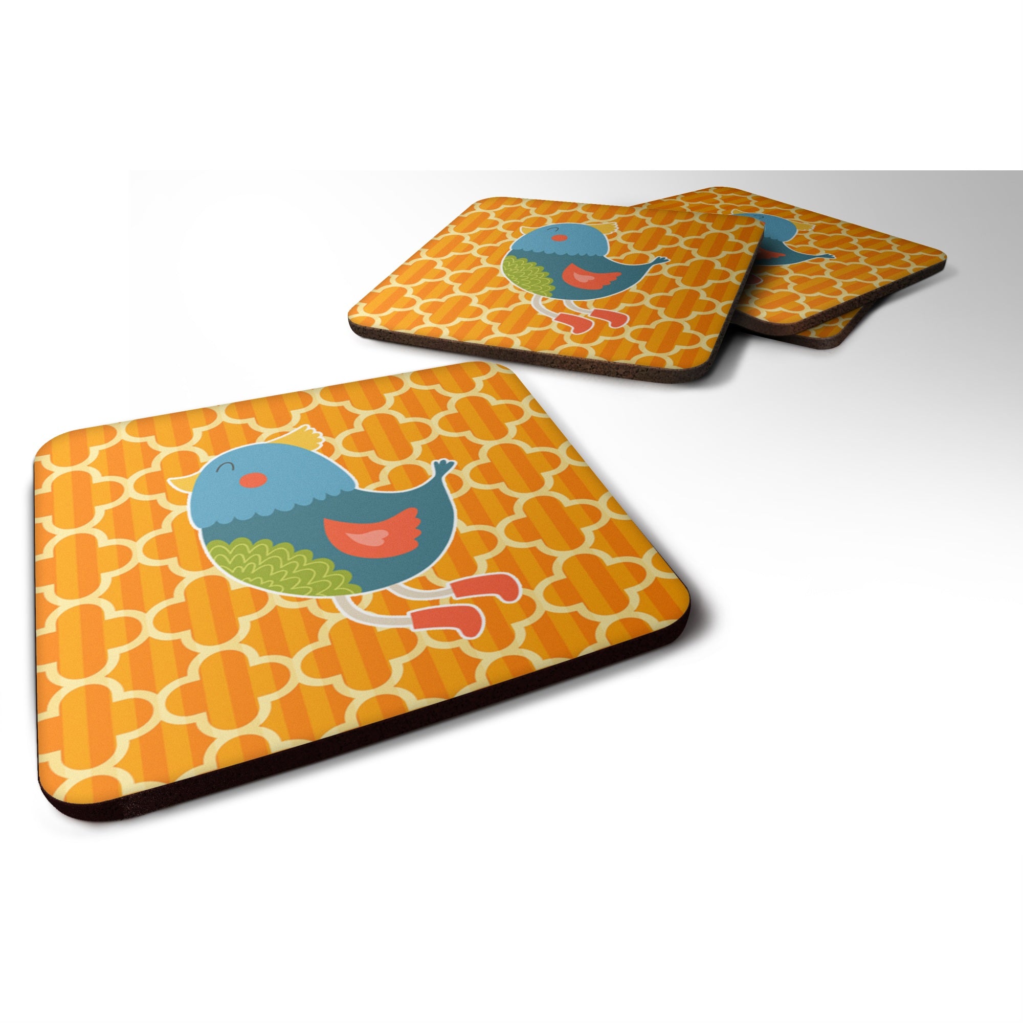 Caroline'S Treasures Bird Foam Coaster Set Of 4, 3.5, Multicolor