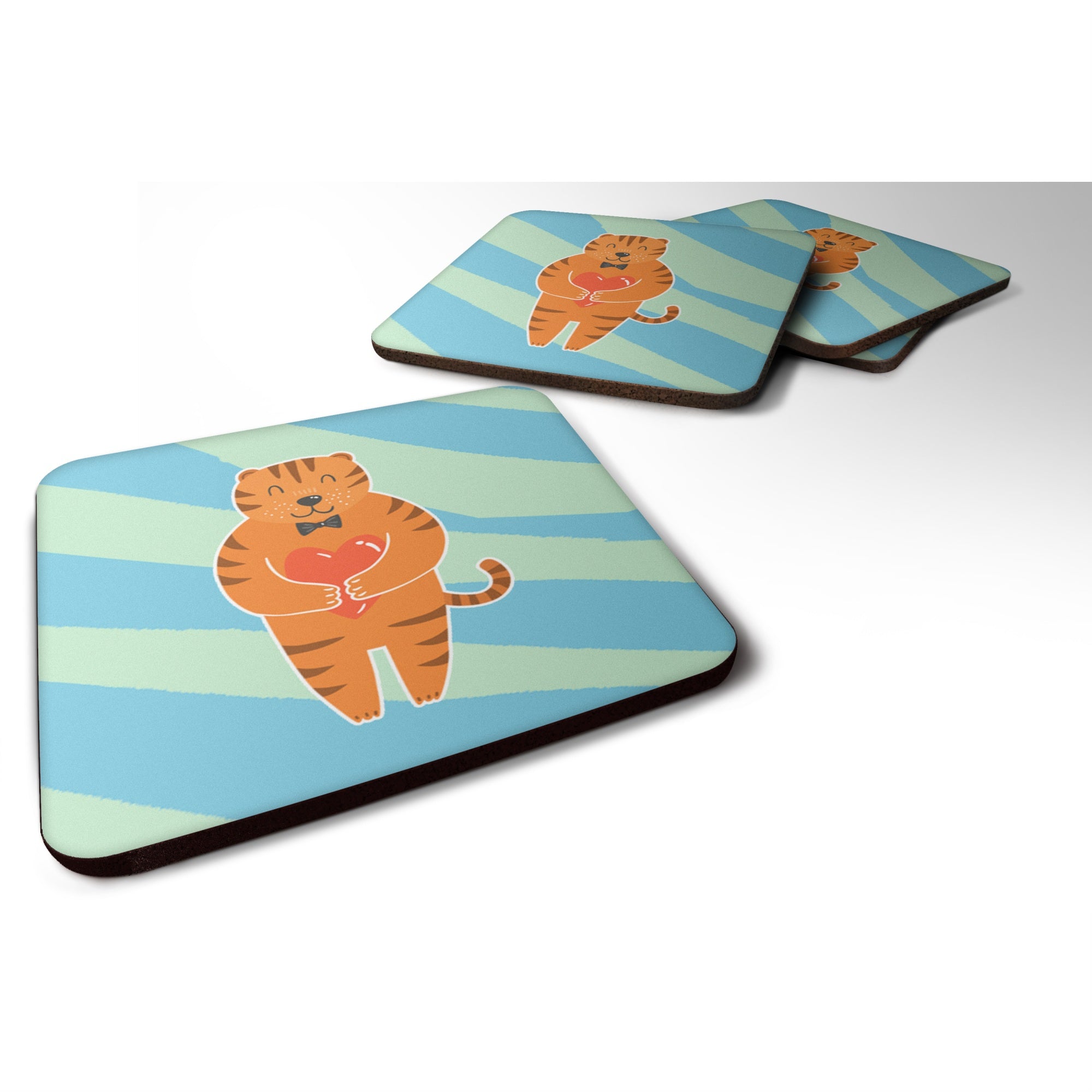 Caroline'S Treasures Bb6779Fc Tiger Foam Coaster Set Of 4, 3.5, Multicolor
