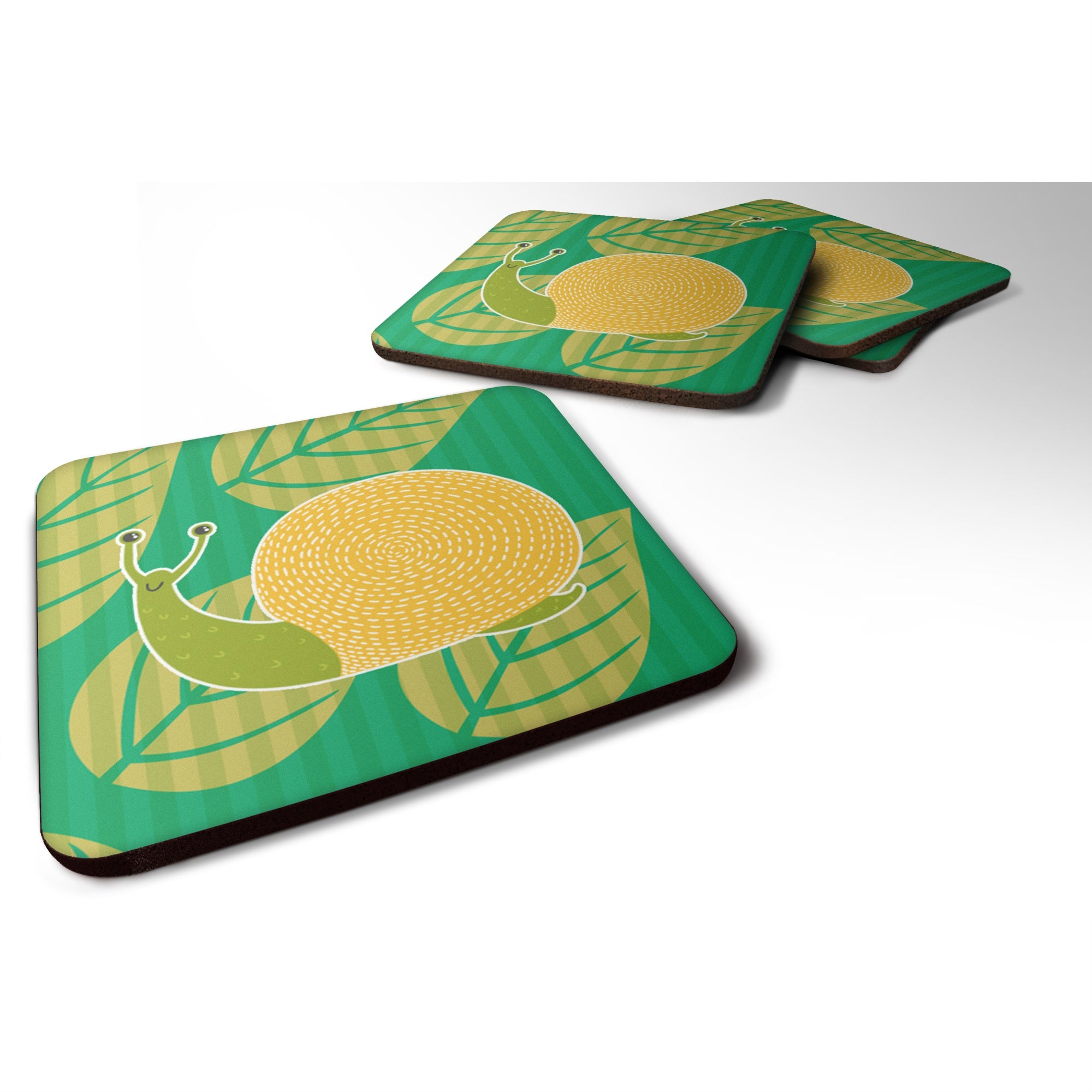 Caroline'S Treasures Snail Foam Coaster Set Of 4, 3.5, Multicolor