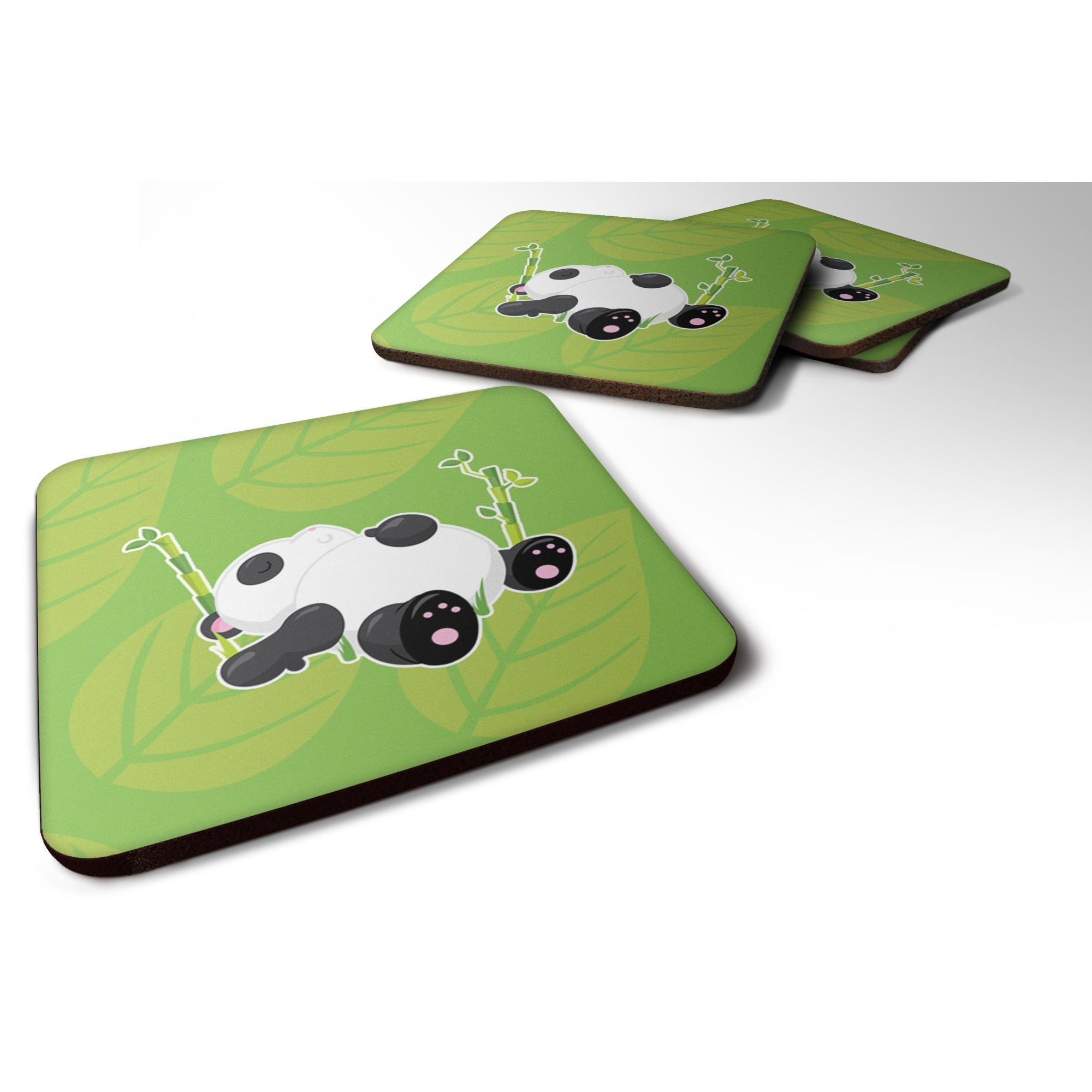 Caroline'S Treasures Passed Out Panda Foam Coaster Set Of 4, 3.5, Multicolor