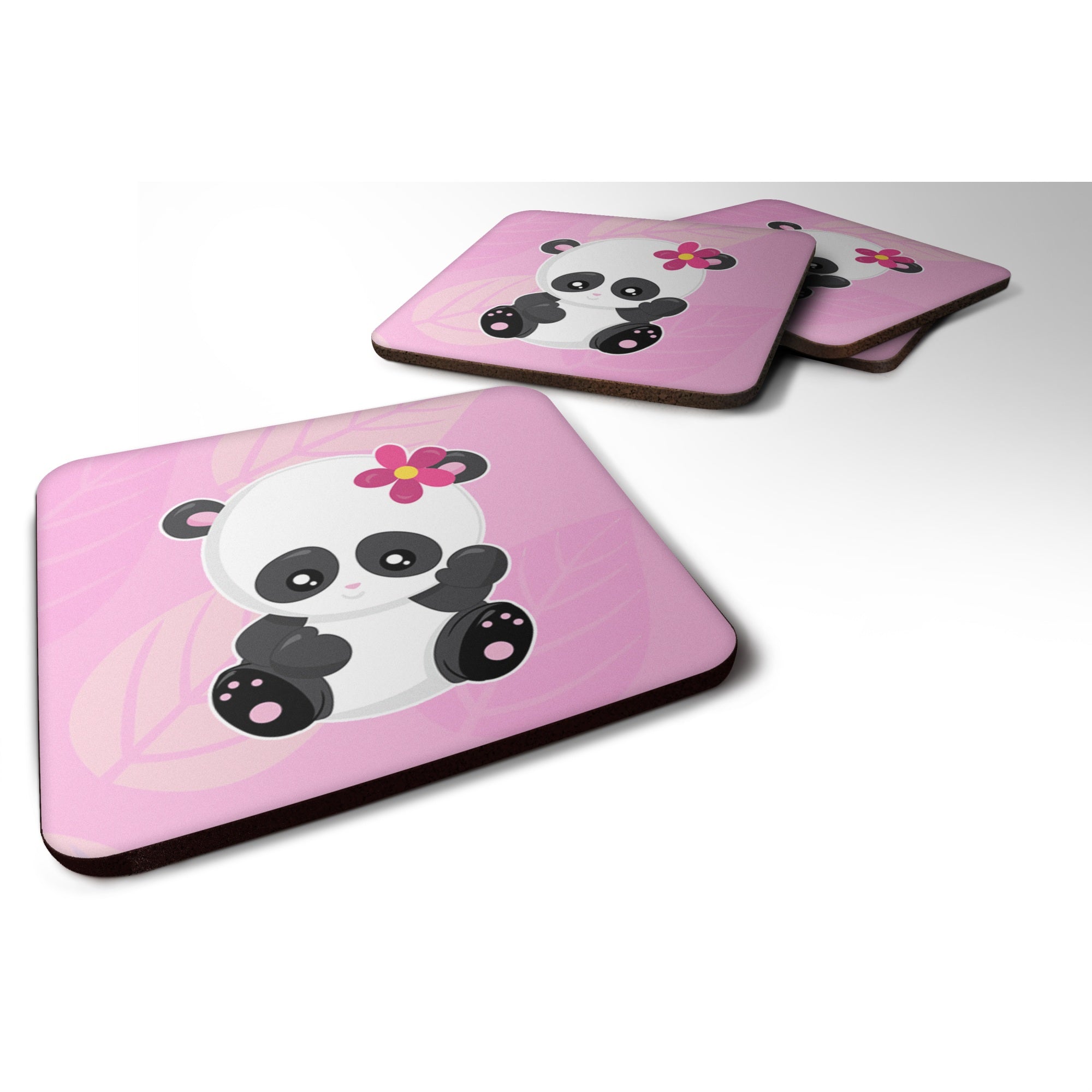 Caroline'S Treasures Hey Ya'Ll Panda Foam Coaster Set Of 4, 3.5, Multicolor