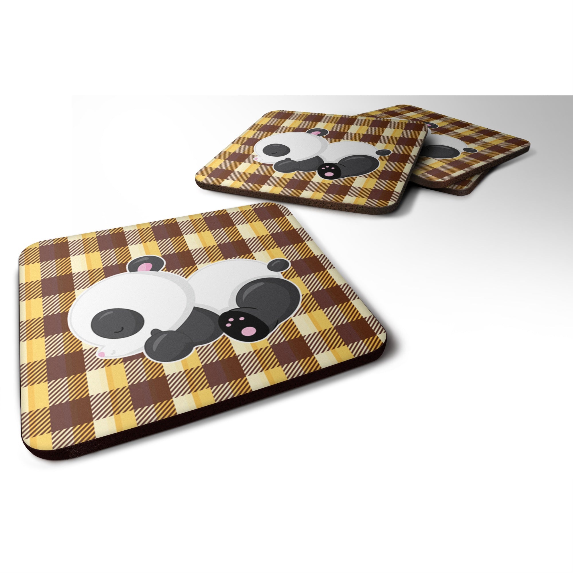 Caroline'S Treasures Panda Naptime Foam Coaster Set Of 4, 3.5, Multicolor