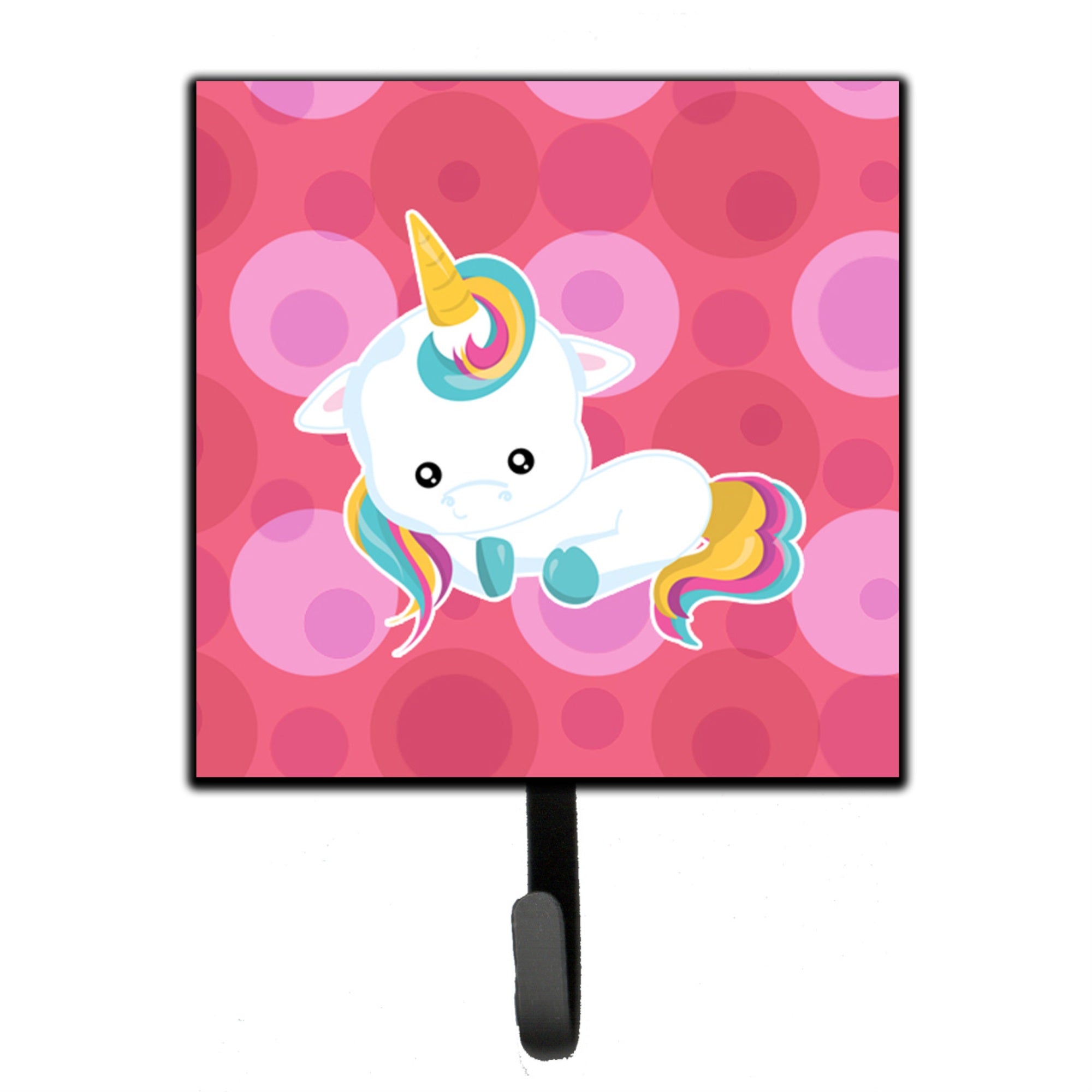 Caroline'S Treasures Polkadots Unicorn Wall Hook, Small, Multicolor