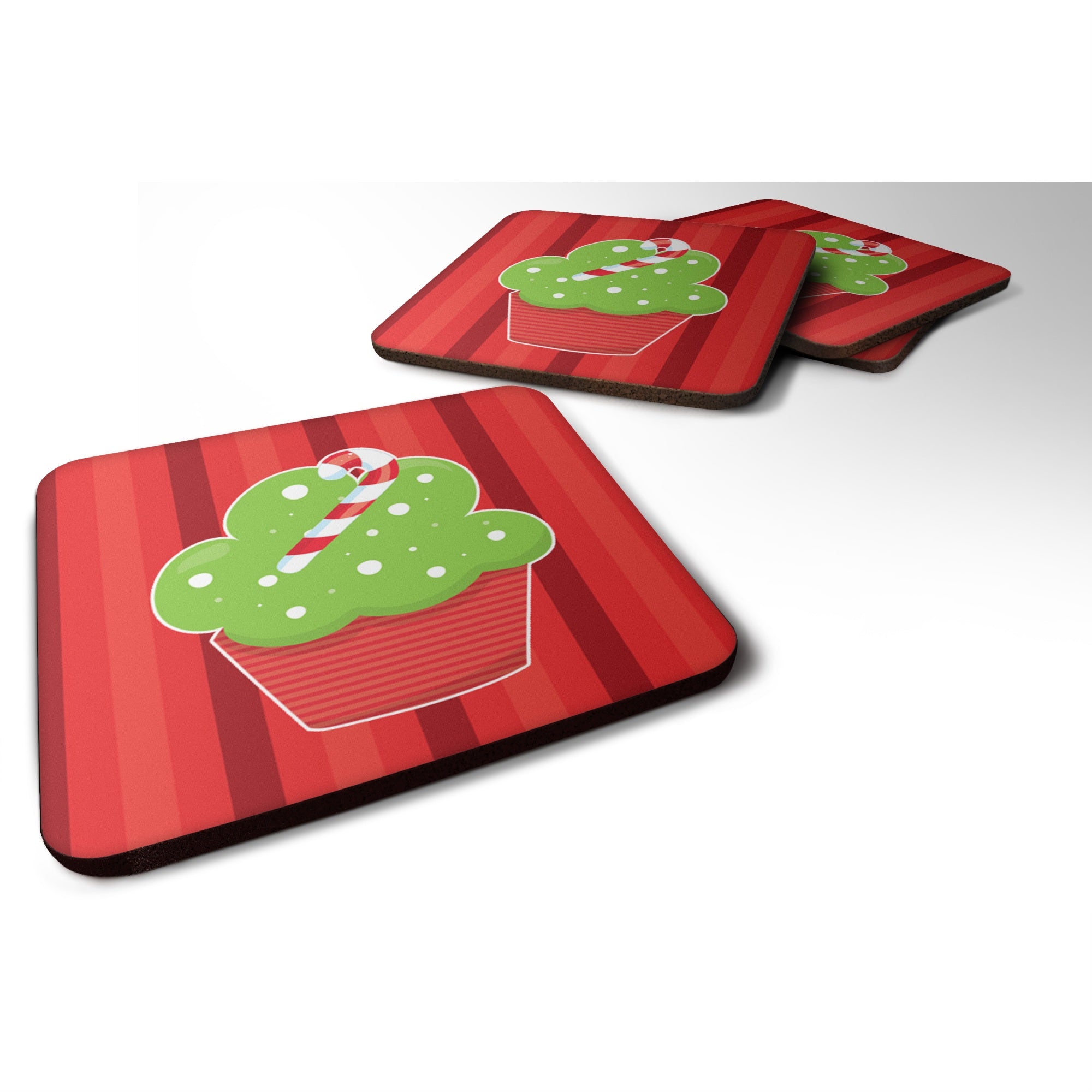 Caroline'S Treasures Bb6814Fc Christmas Cupcake Foam Coaster Set Of 4, 3.5, Multicolor