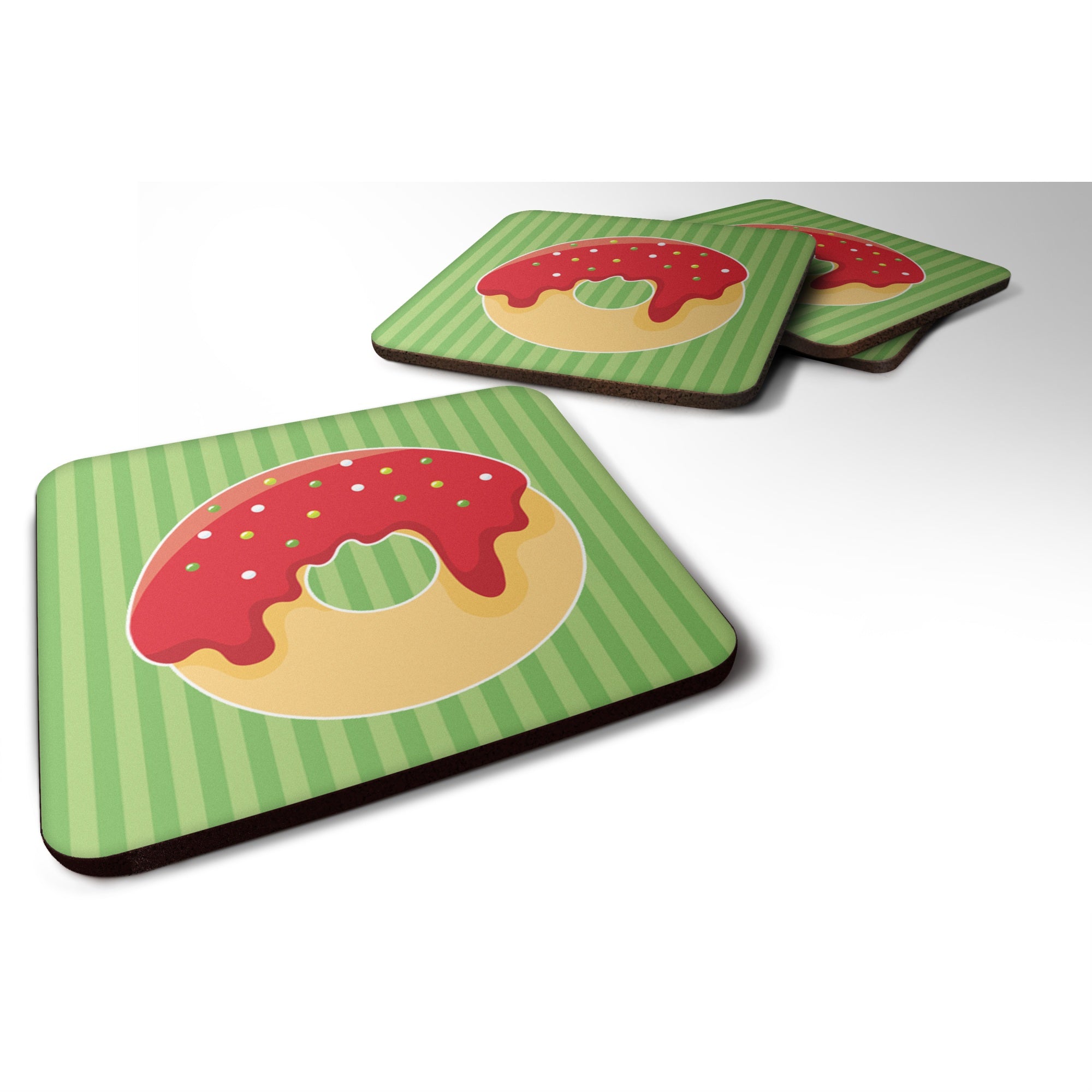 Caroline'S Treasures Christmas Donut Foam Coaster Set Of 4, 3.5, Multicolor
