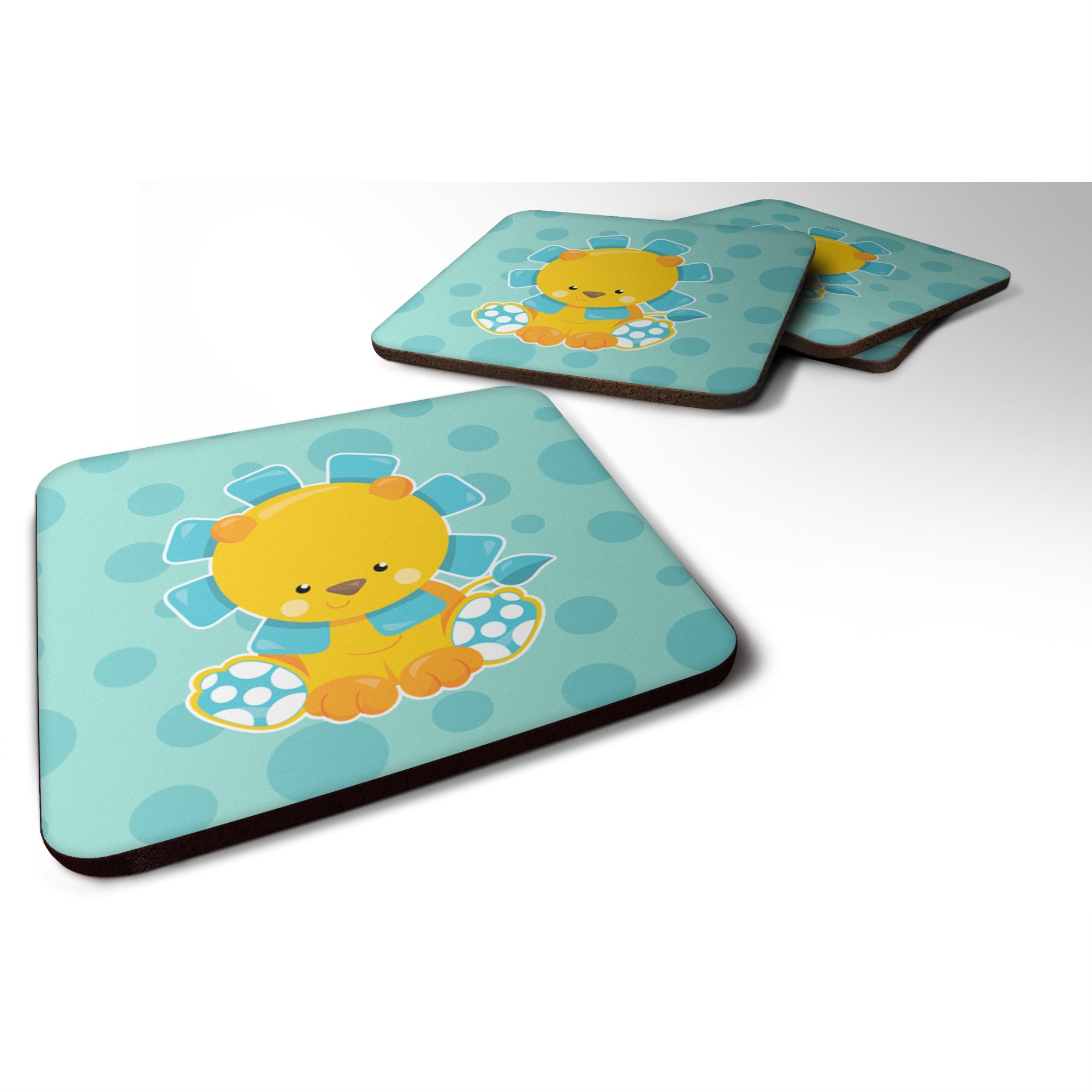 Caroline'S Treasures Boy Lion Foam Coaster Set Of 4, 3.5, Multicolor